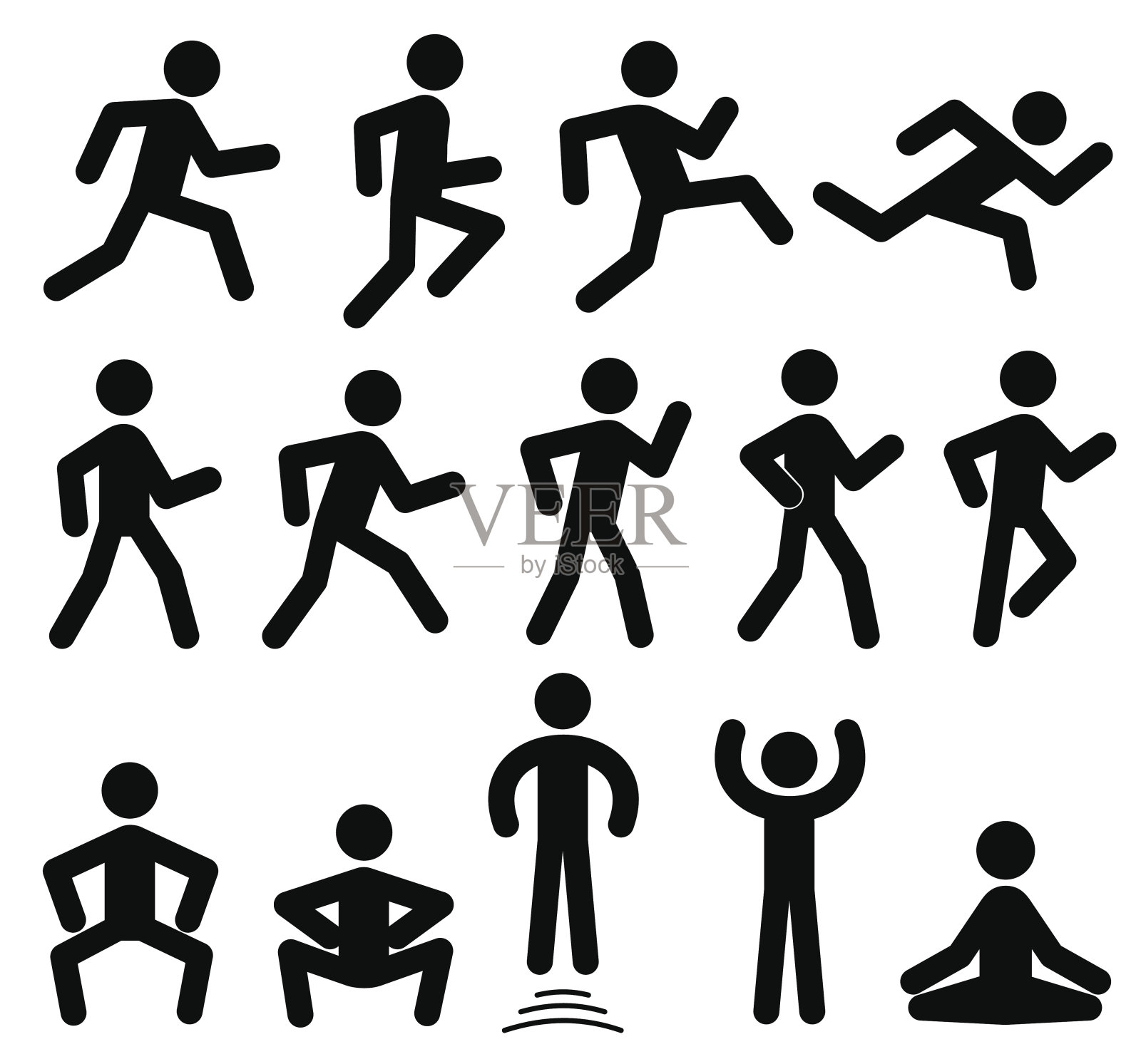 人物人物在运动，奔跑，行走，跳跃向量黑色图标图标素材