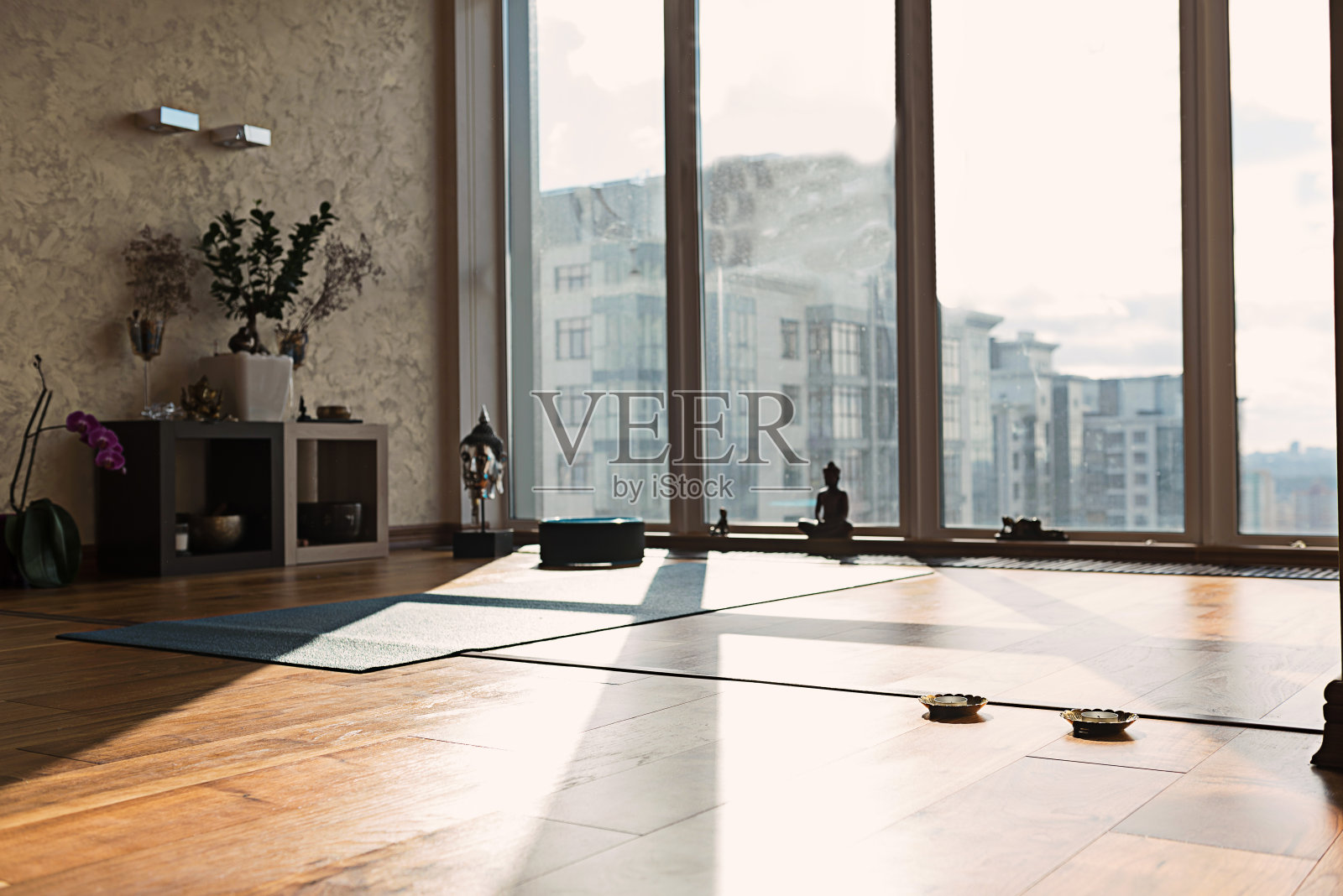公寓内瑜伽专用房间照片摄影图片