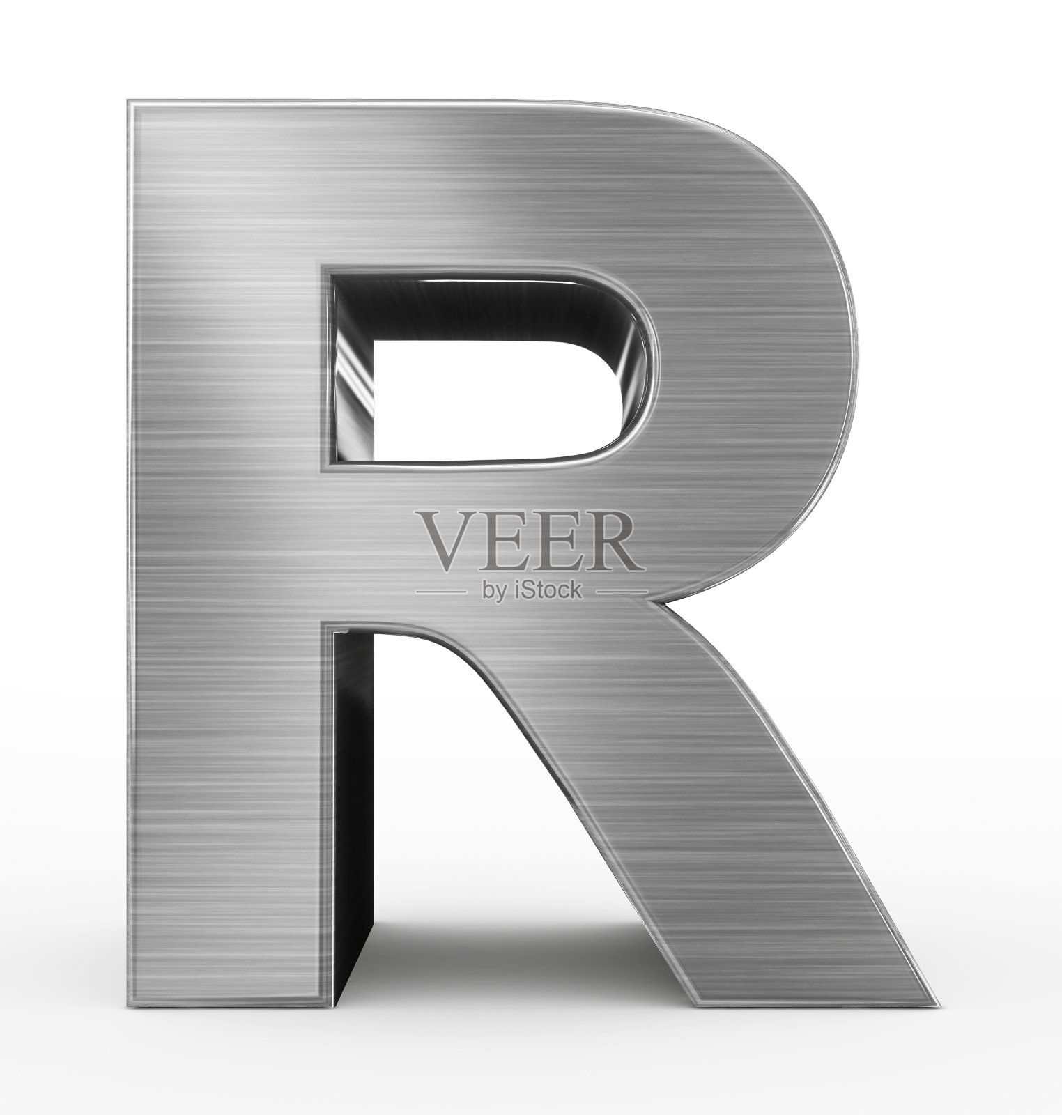 字母R 3d金属隔离在白色照片摄影图片