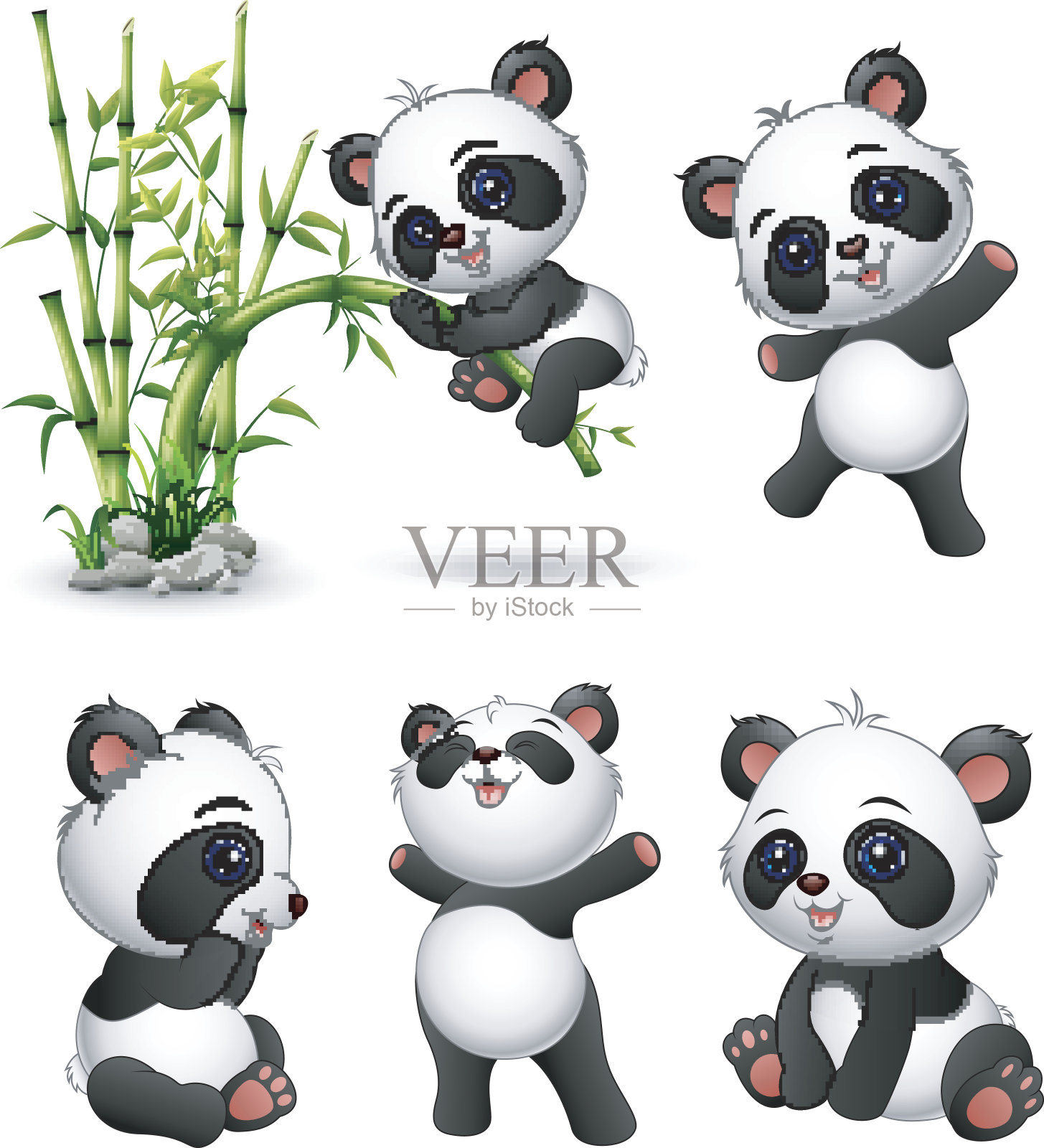 可爱熊猫宝宝收藏插画图片素材