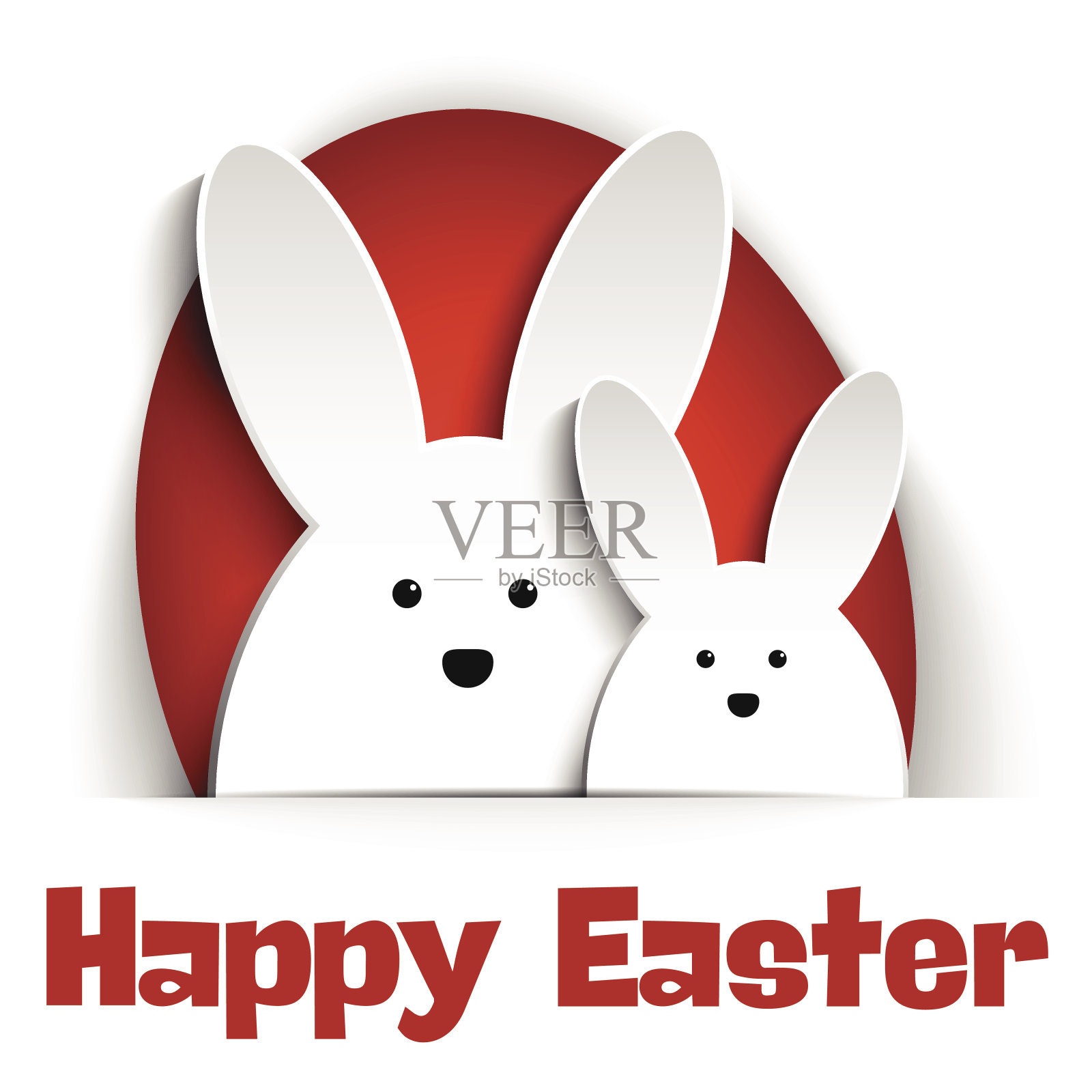 快乐的复活节兔子兔子在白色的背景插画图片素材
