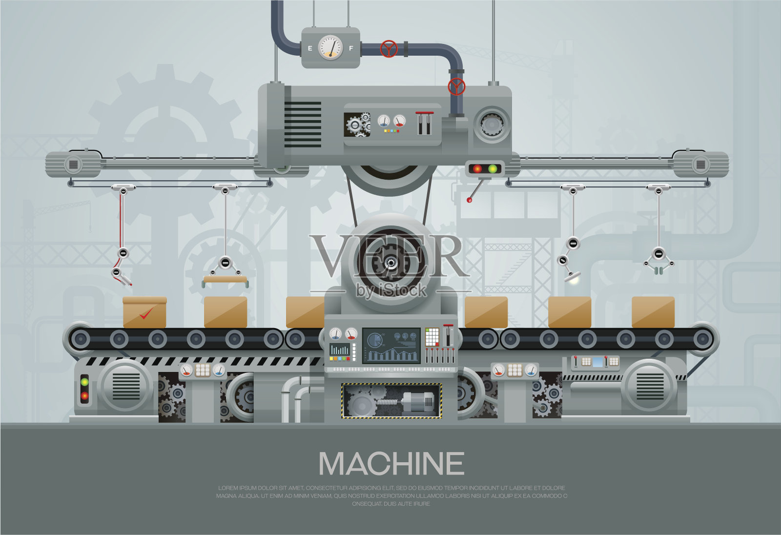 工业机械是工厂建设设备的载体插画图片素材