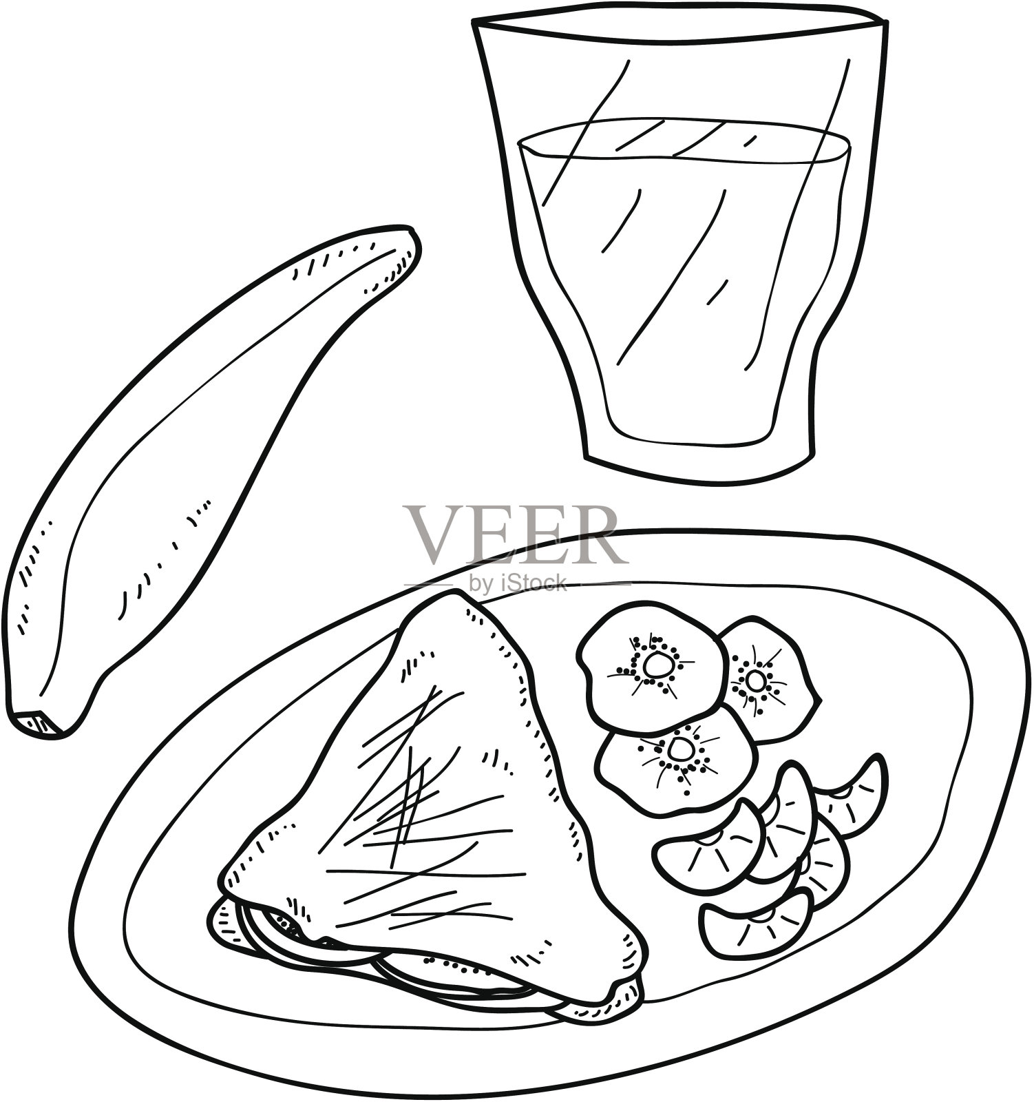 早餐食物涂鸦,插画图片素材