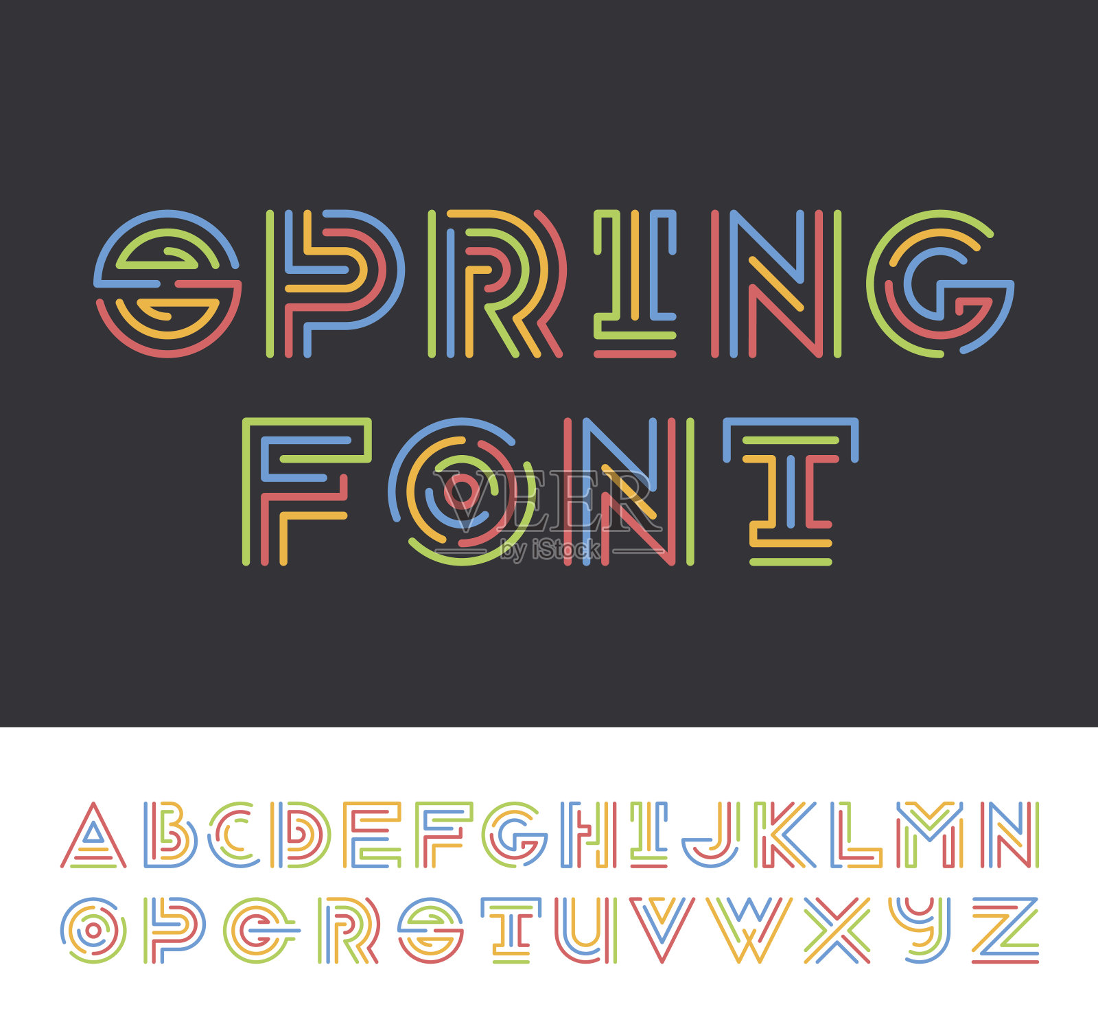 鲜艳的颜色线条几何拉丁字体设计元素图片