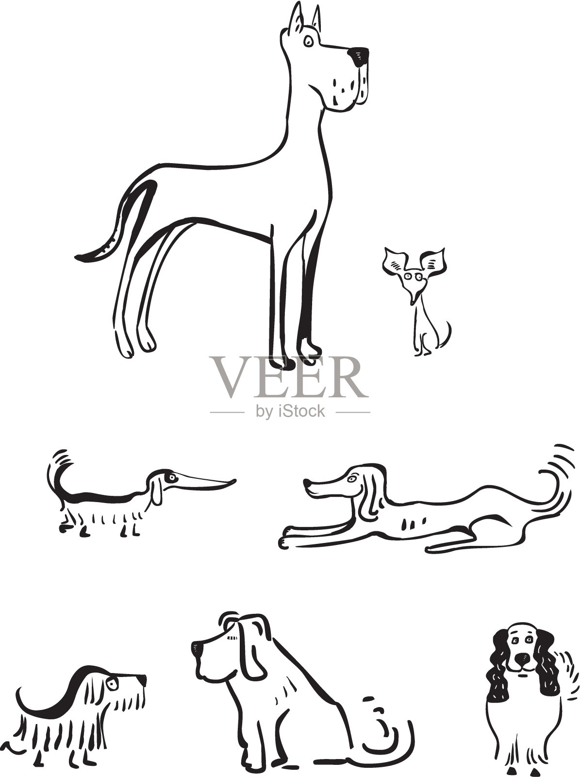 一组有趣的狗插画图片素材