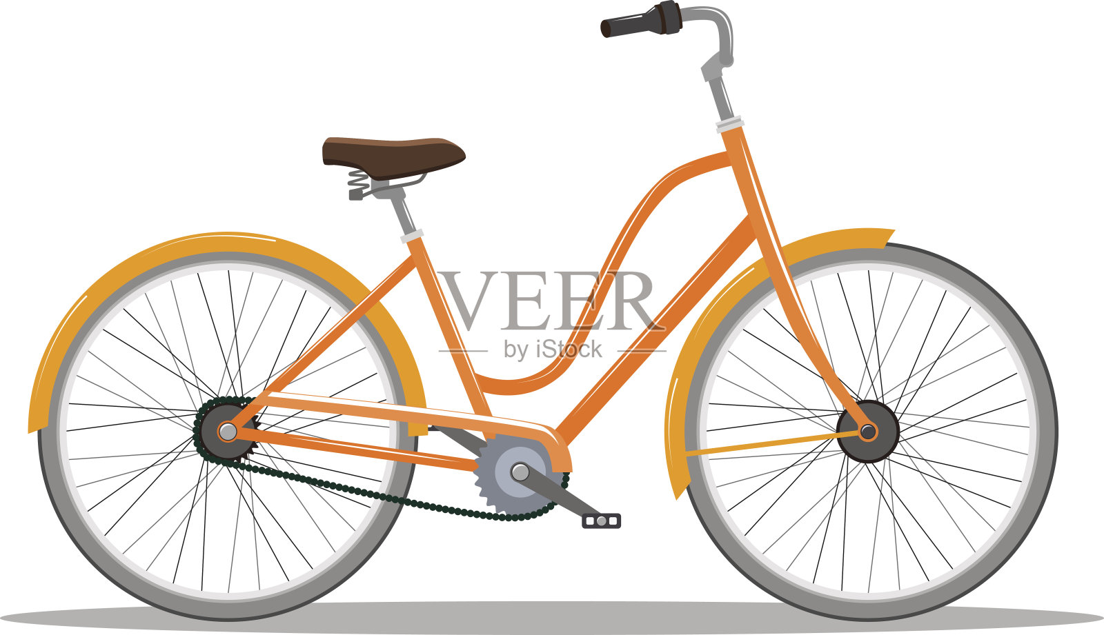老式的橙色经典自行车。设计元素图片