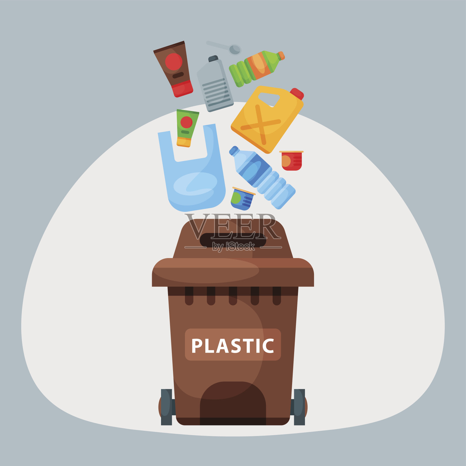 回收垃圾塑料元素垃圾轮胎管理行业利用垃圾可以矢量说明插画图片素材