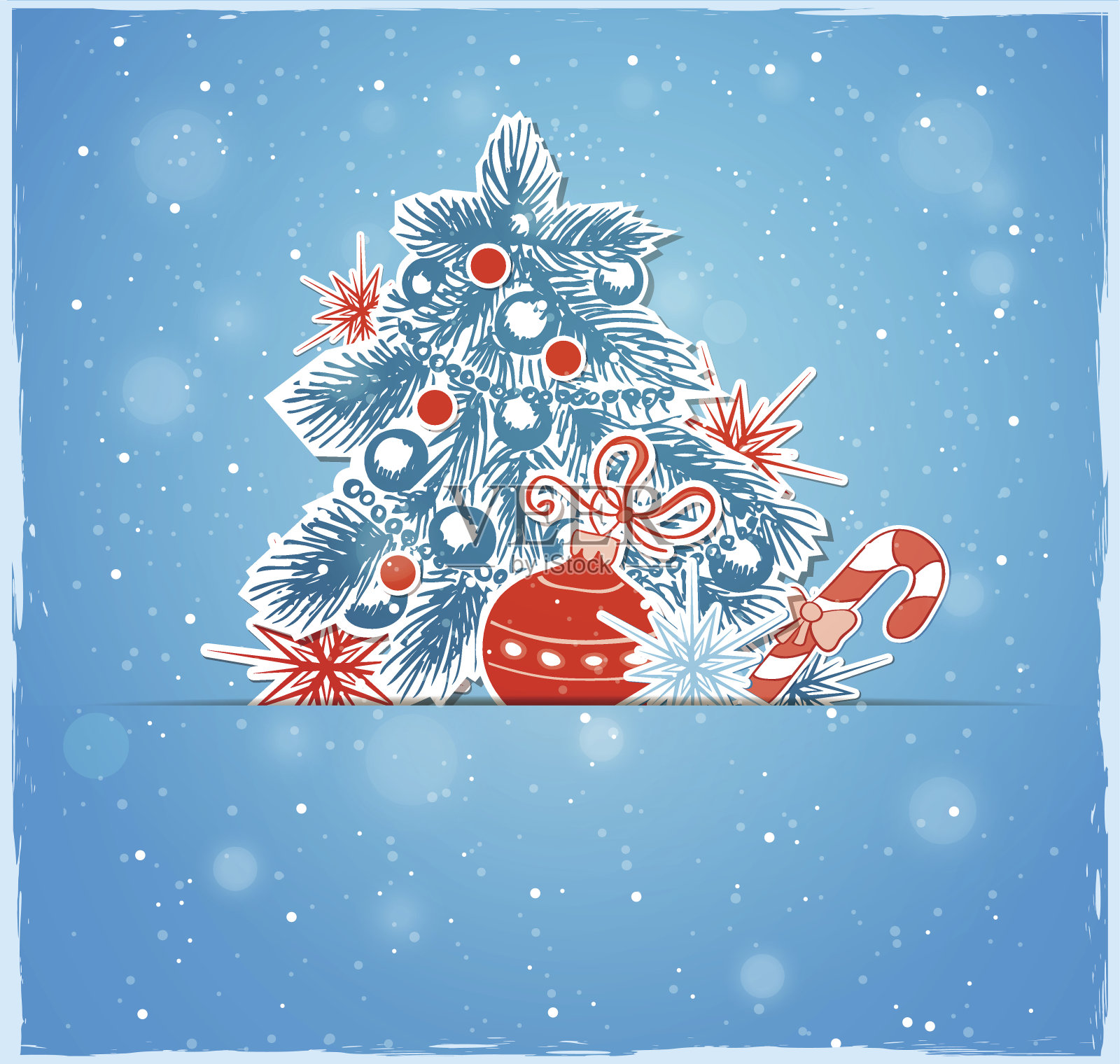 圣诞树和红色的装饰品插画图片素材