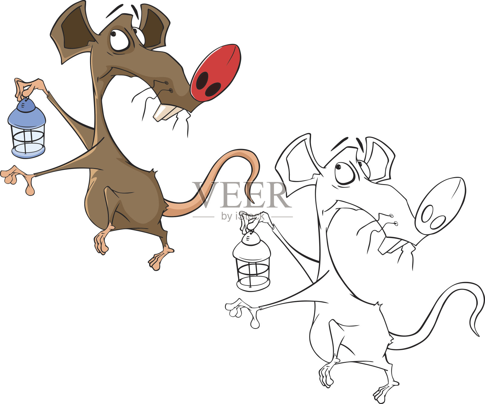 插图可爱的老鼠卡通人物着色书插画图片素材