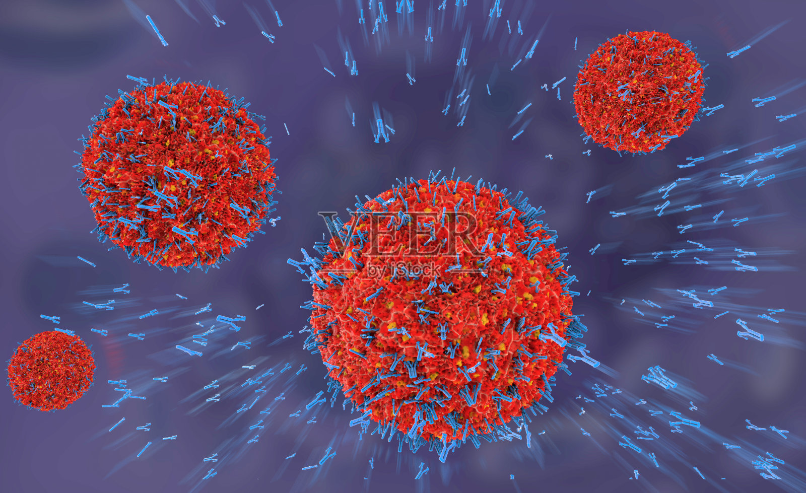 抗体攻击病毒细胞进入血液的3d插图照片摄影图片