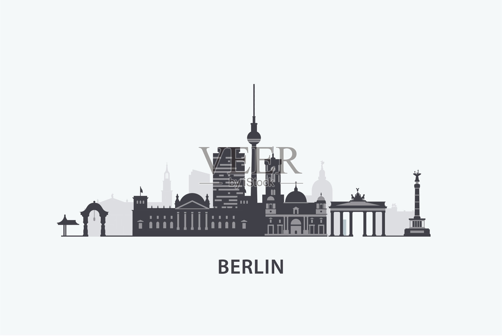柏林天际线轮廓插画图片素材