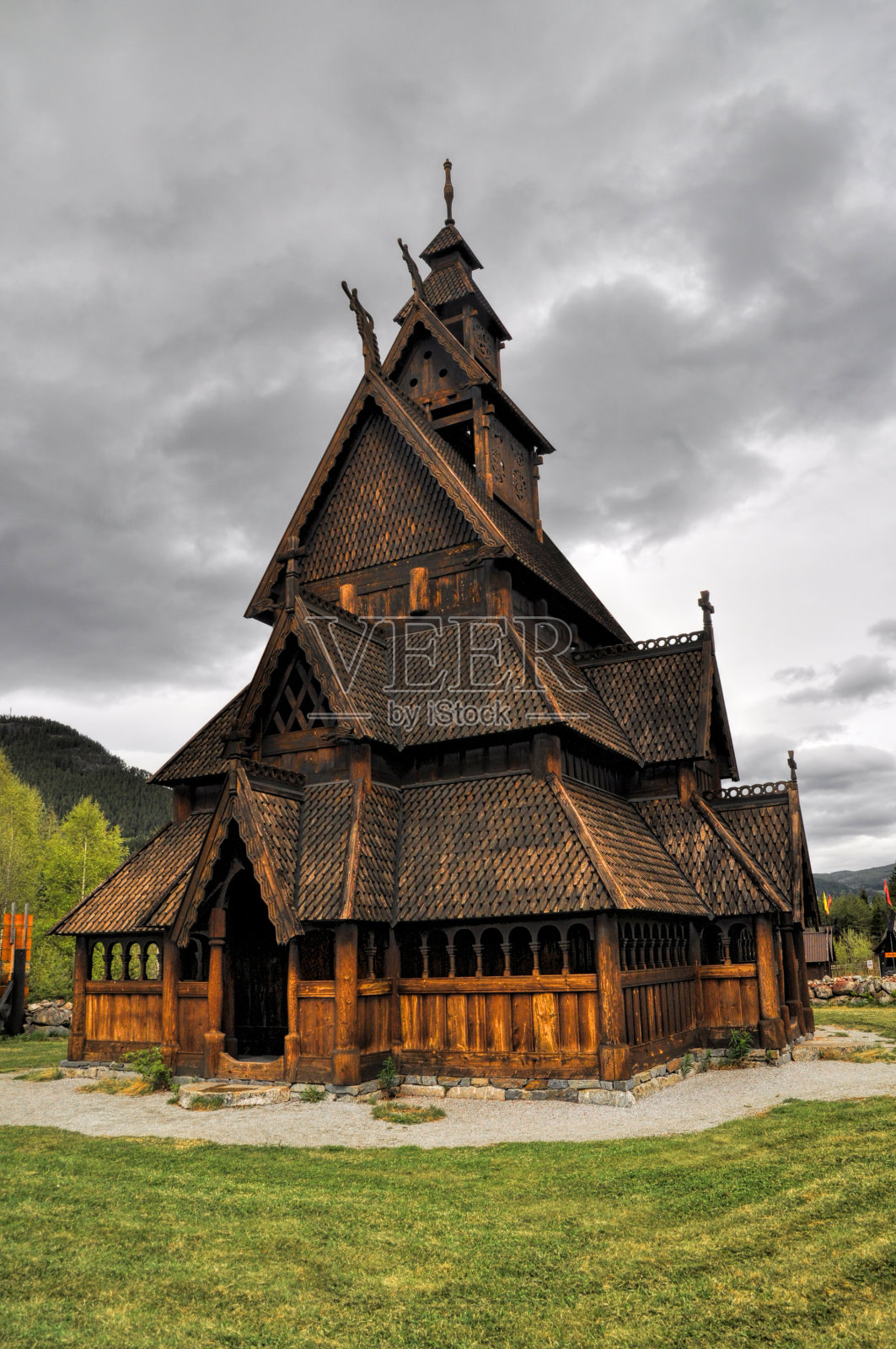 Gol，挪威的木制教堂照片摄影图片