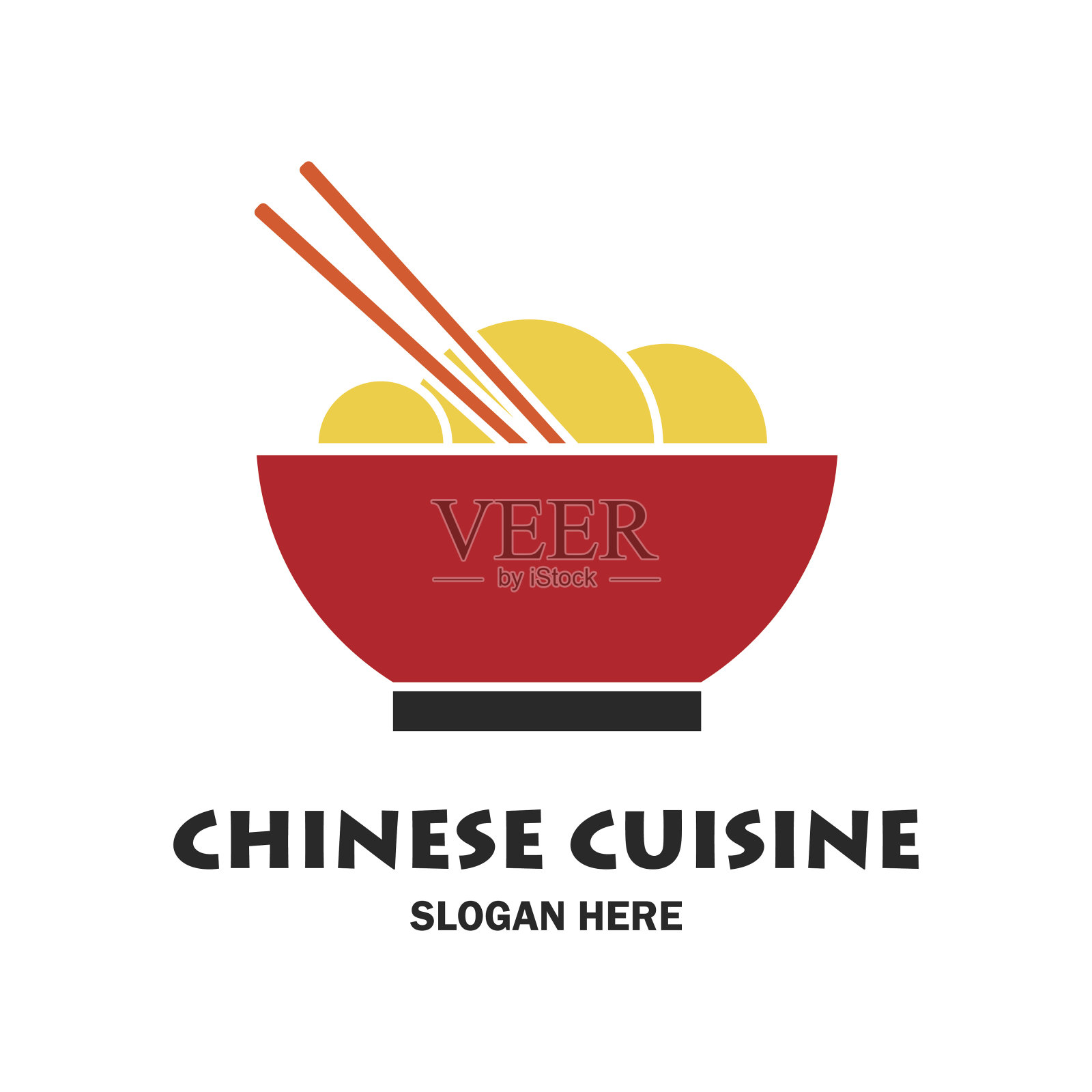 中餐馆/中餐图标与文字空间为您的口号/口号，矢量插图插画图片素材