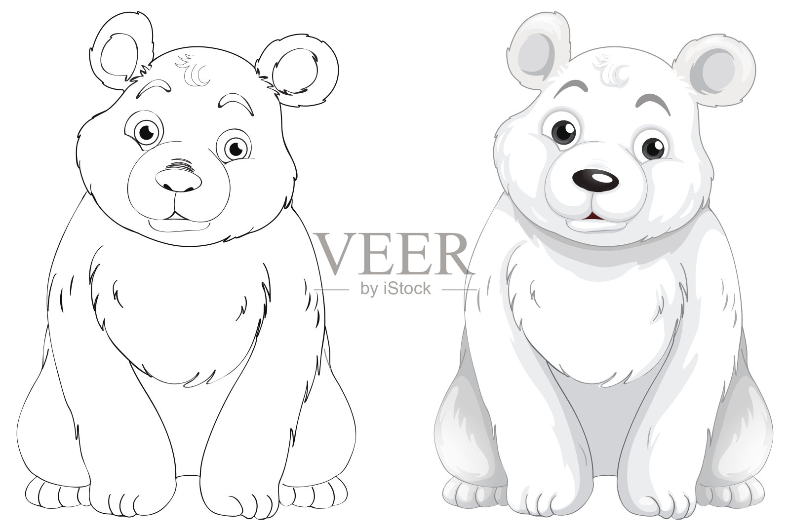 北极熊的动物轮廓涂鸦插画图片素材