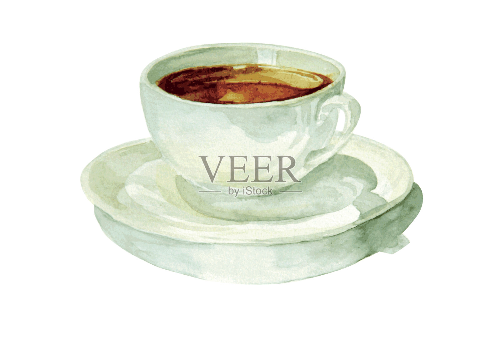 一杯水彩茶设计元素图片