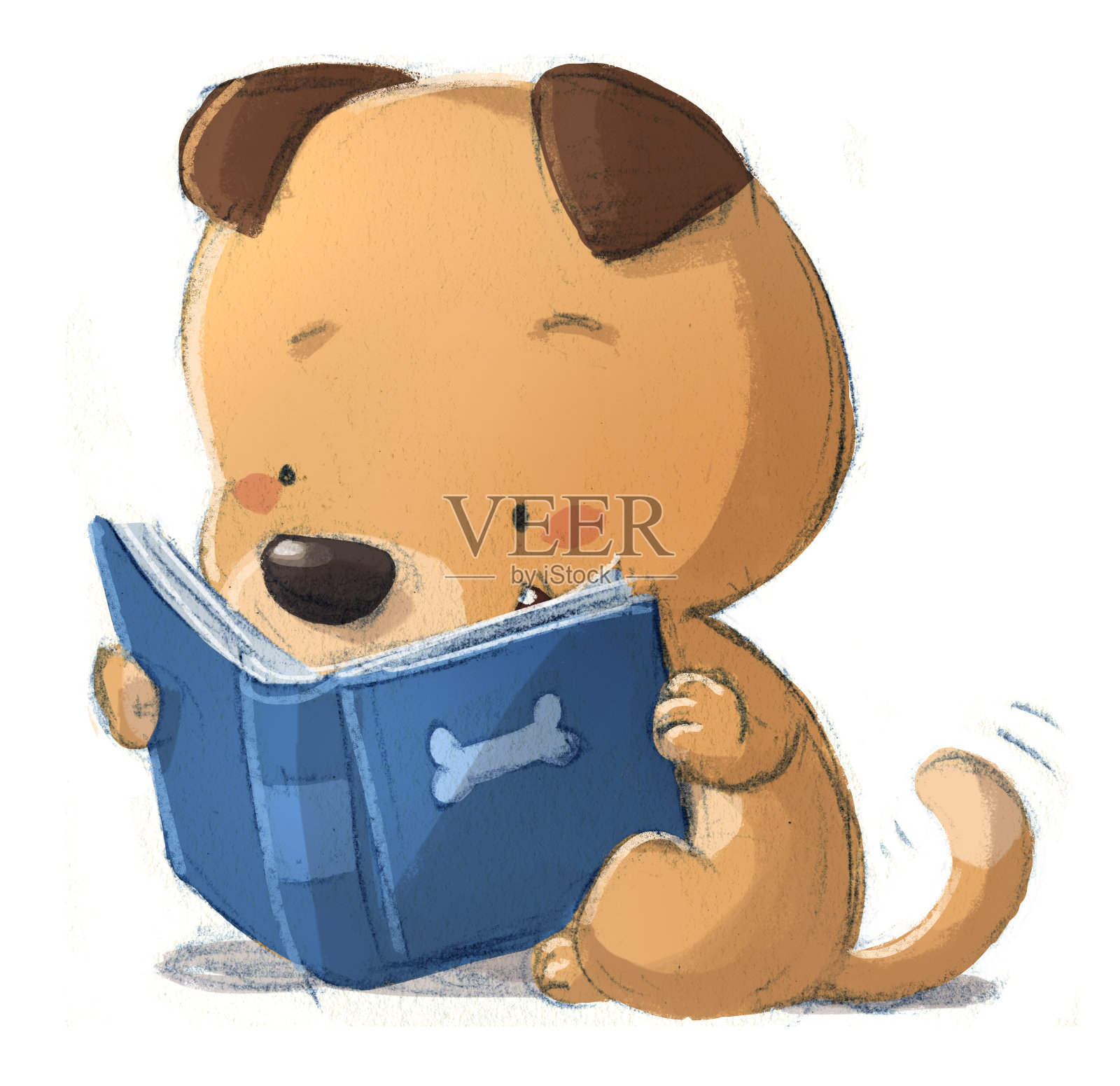 狗在看书设计元素图片