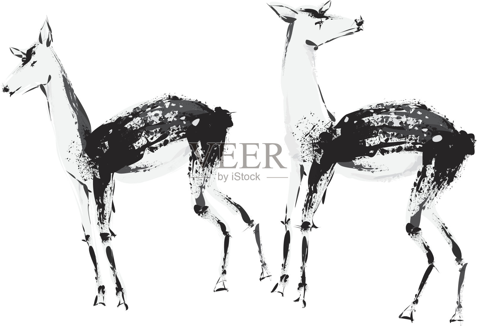 鹿的景色插画图片素材