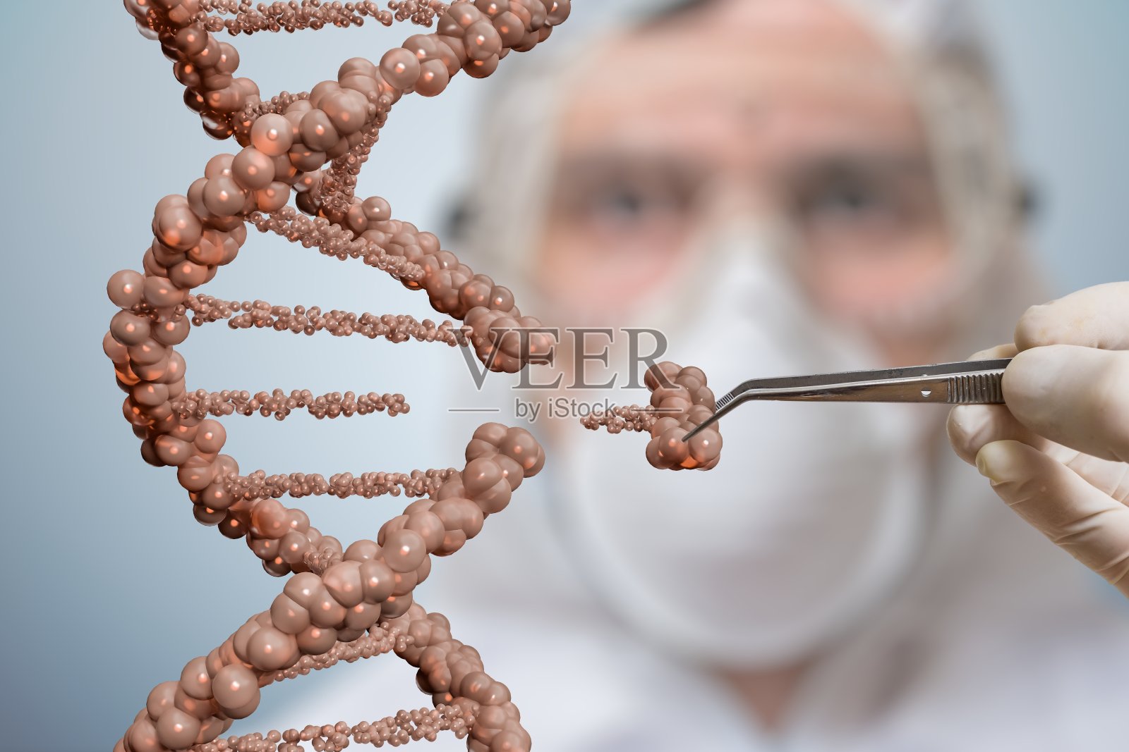 科学家正在替换一部分DNA分子。基因工程和基因操作概念。插画图片素材