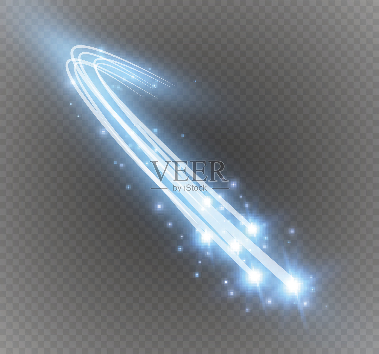 抽象矢量发光魔术星光效果由霓虹模糊产生的曲线设计元素图片