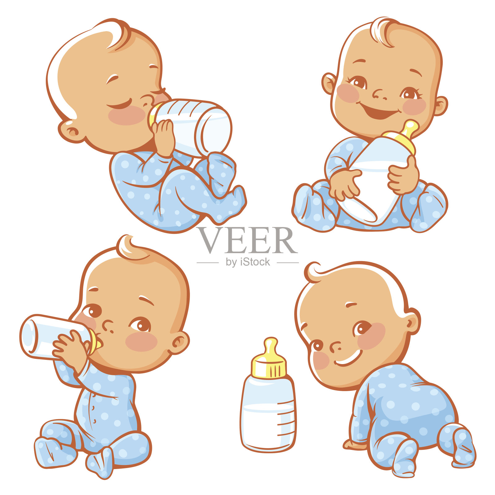 配上可爱的小宝贝和奶瓶。设计元素图片