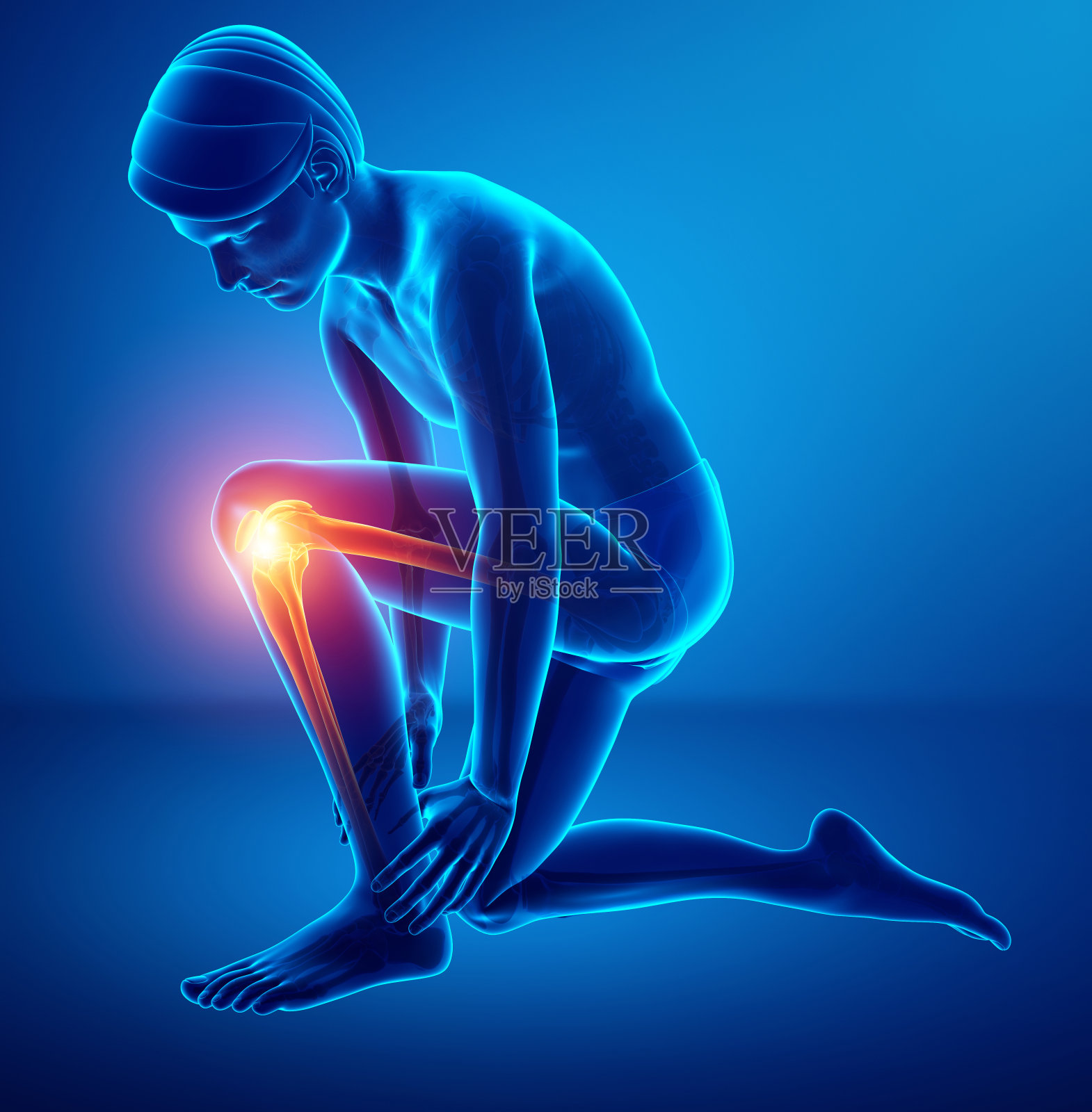 男性的膝盖疼痛照片摄影图片