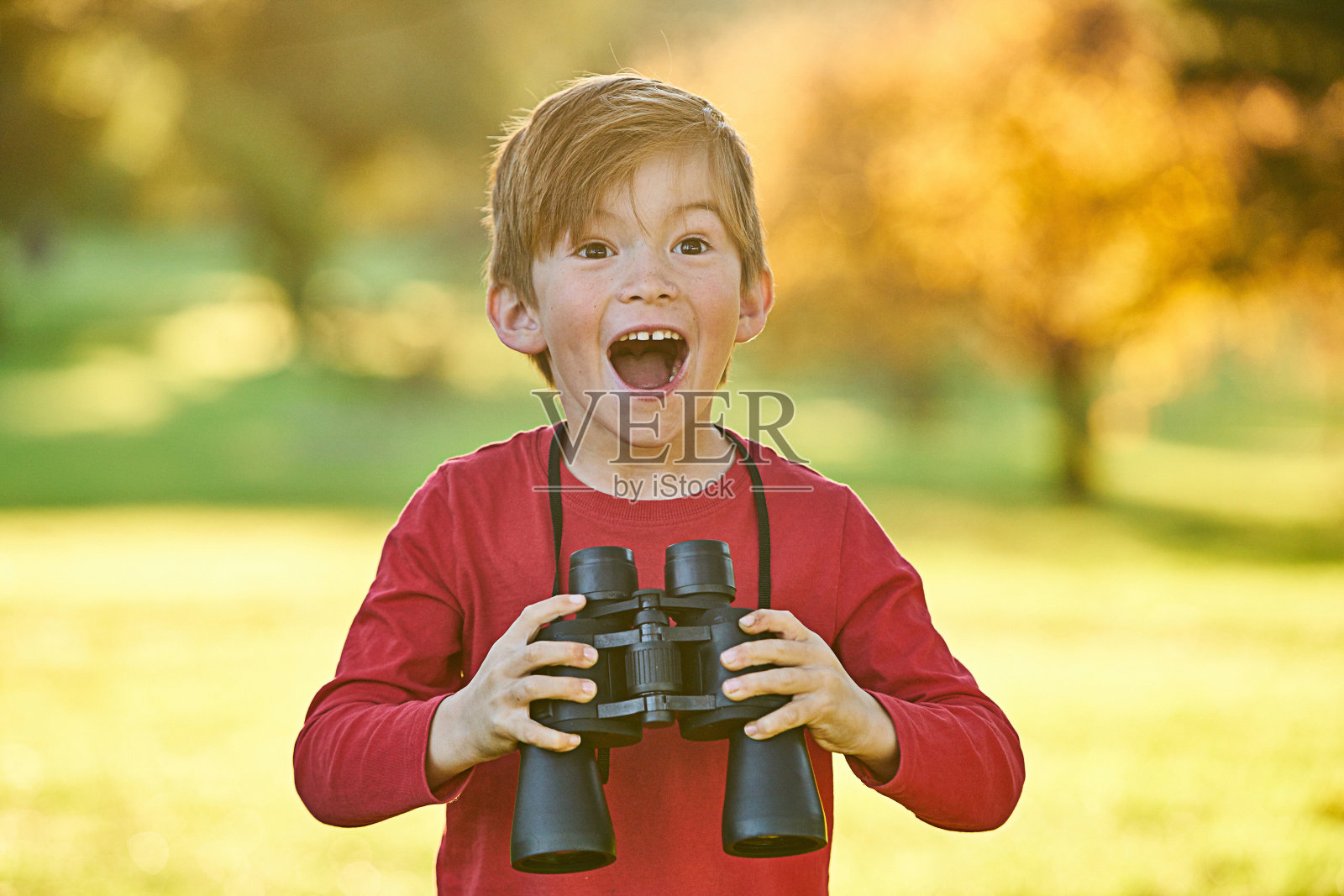 小男孩在秋叶中玩耍照片摄影图片