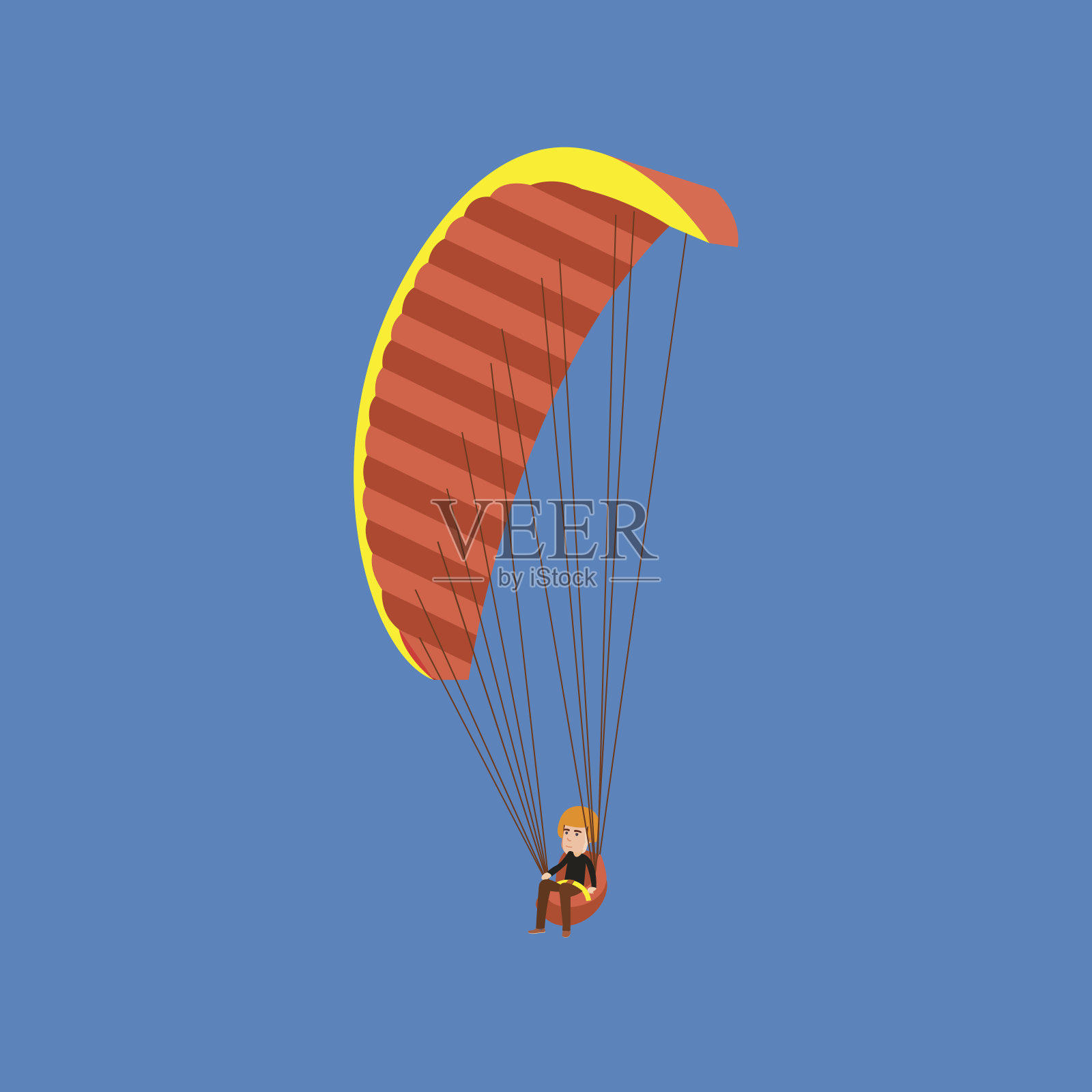 用降落伞滑翔的人。跳伞者用降落伞降落插画图片素材
