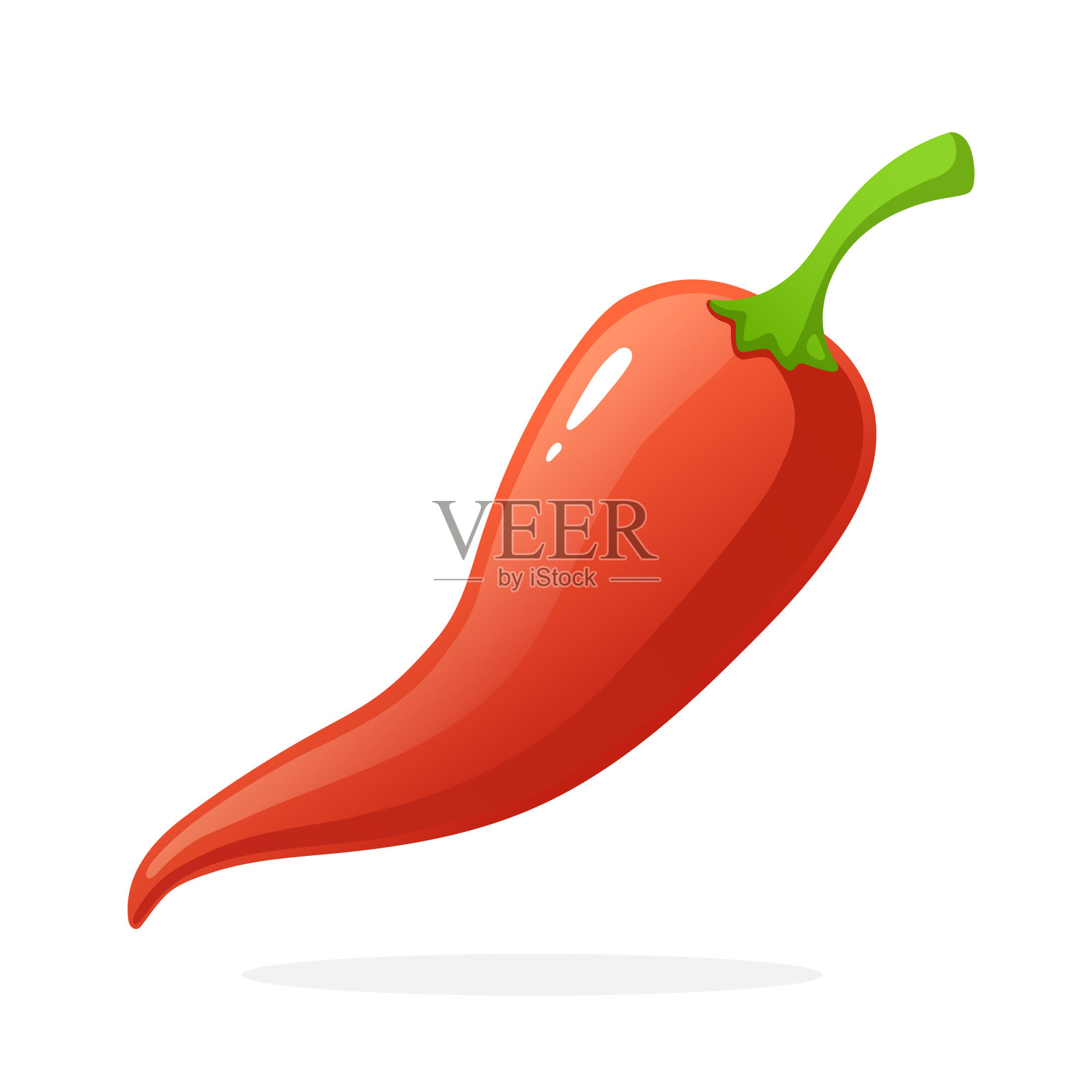 带茎的红辣椒插画图片素材