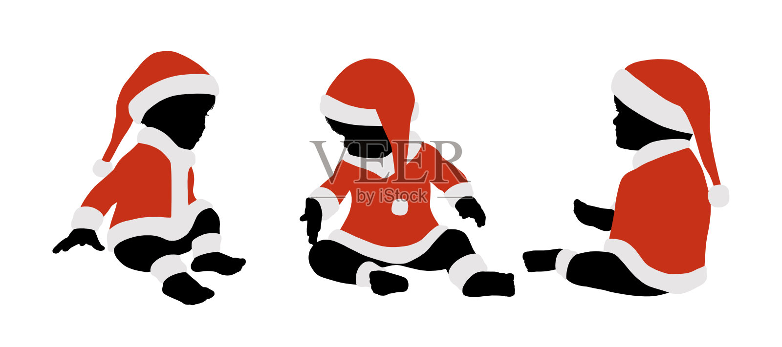 婴儿圣诞老人彩色剪影集3插画图片素材