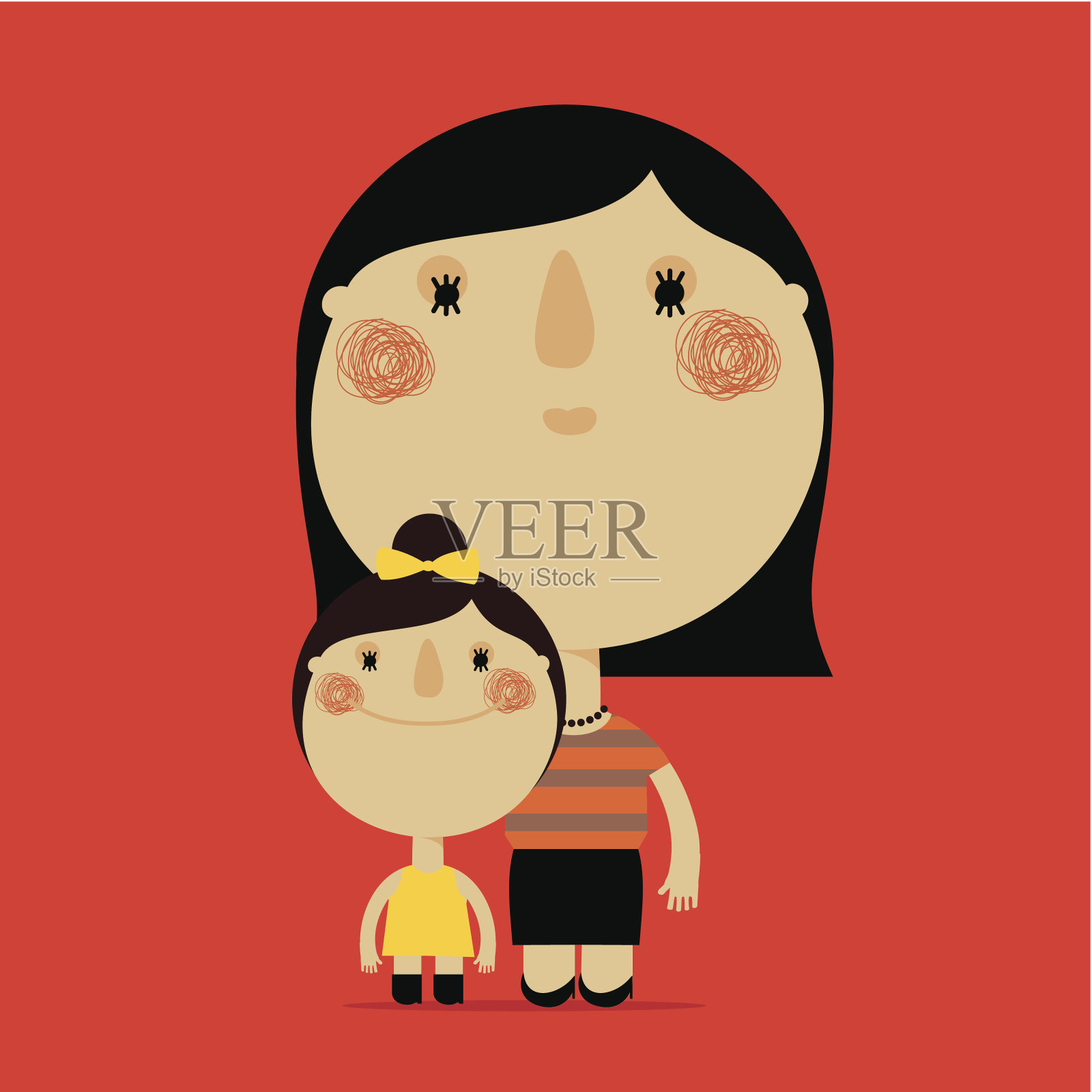 母亲和女儿插画图片素材