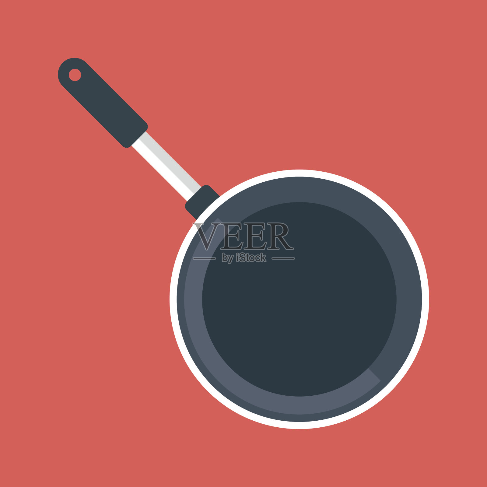 黑煎锅，空黑煎锅，平底锅。前视图。矢量图插画图片素材