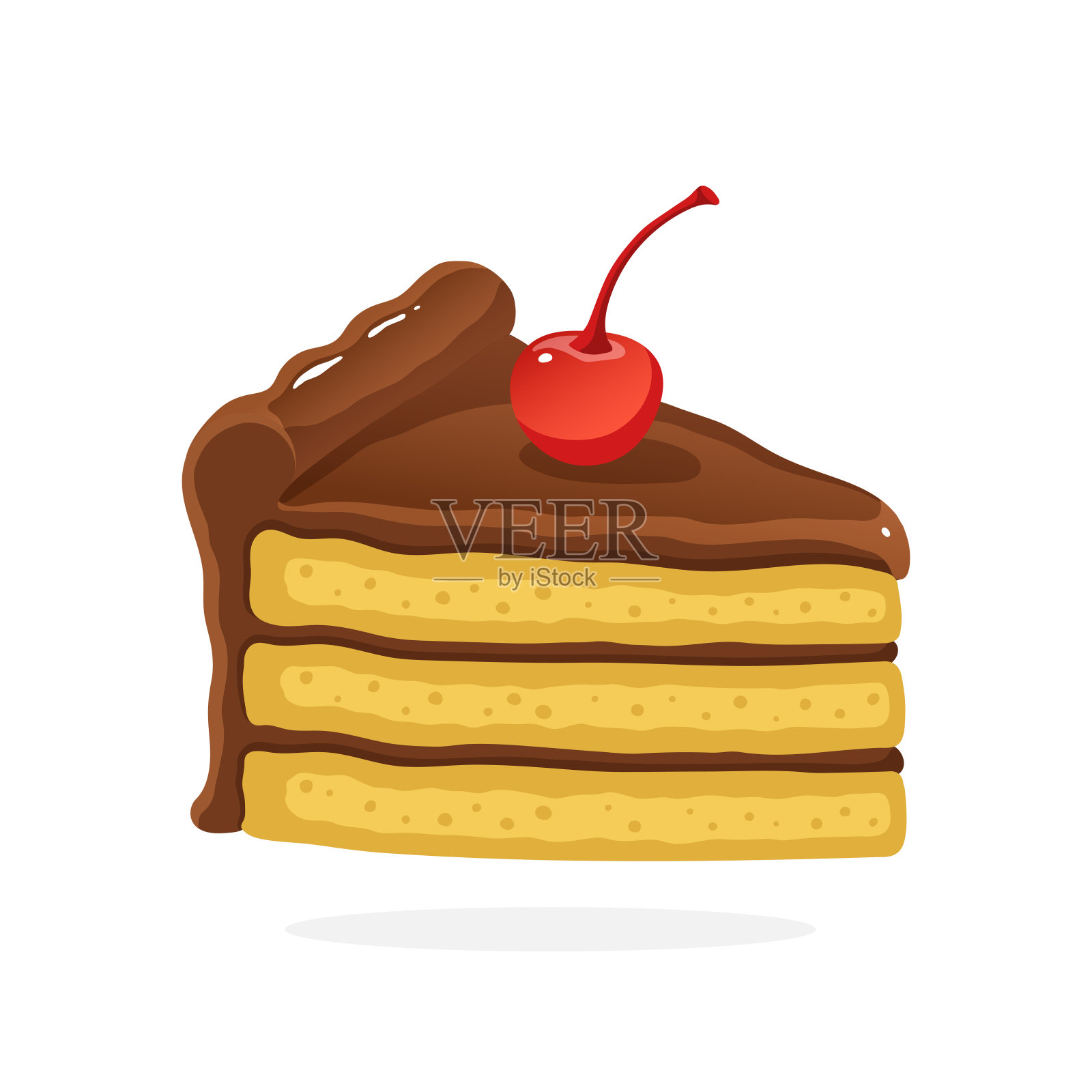 Ð巧克力奶油樱桃蛋糕插画图片素材