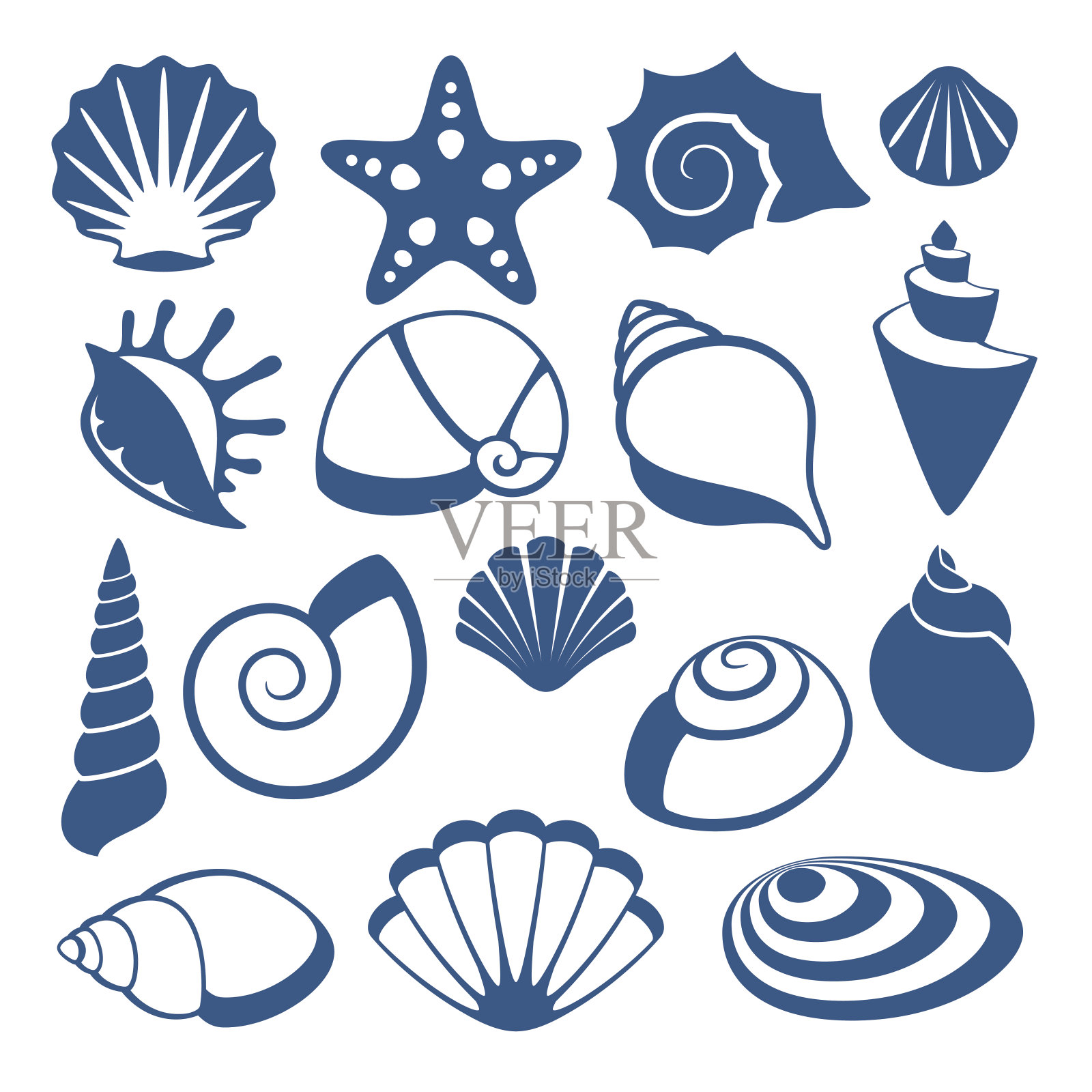 海贝壳矢量剪影图标图标素材