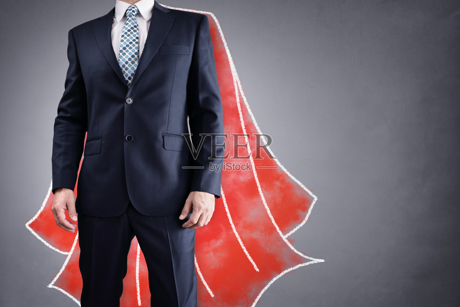 超级英雄商人红斗篷的领导理念照片摄影图片