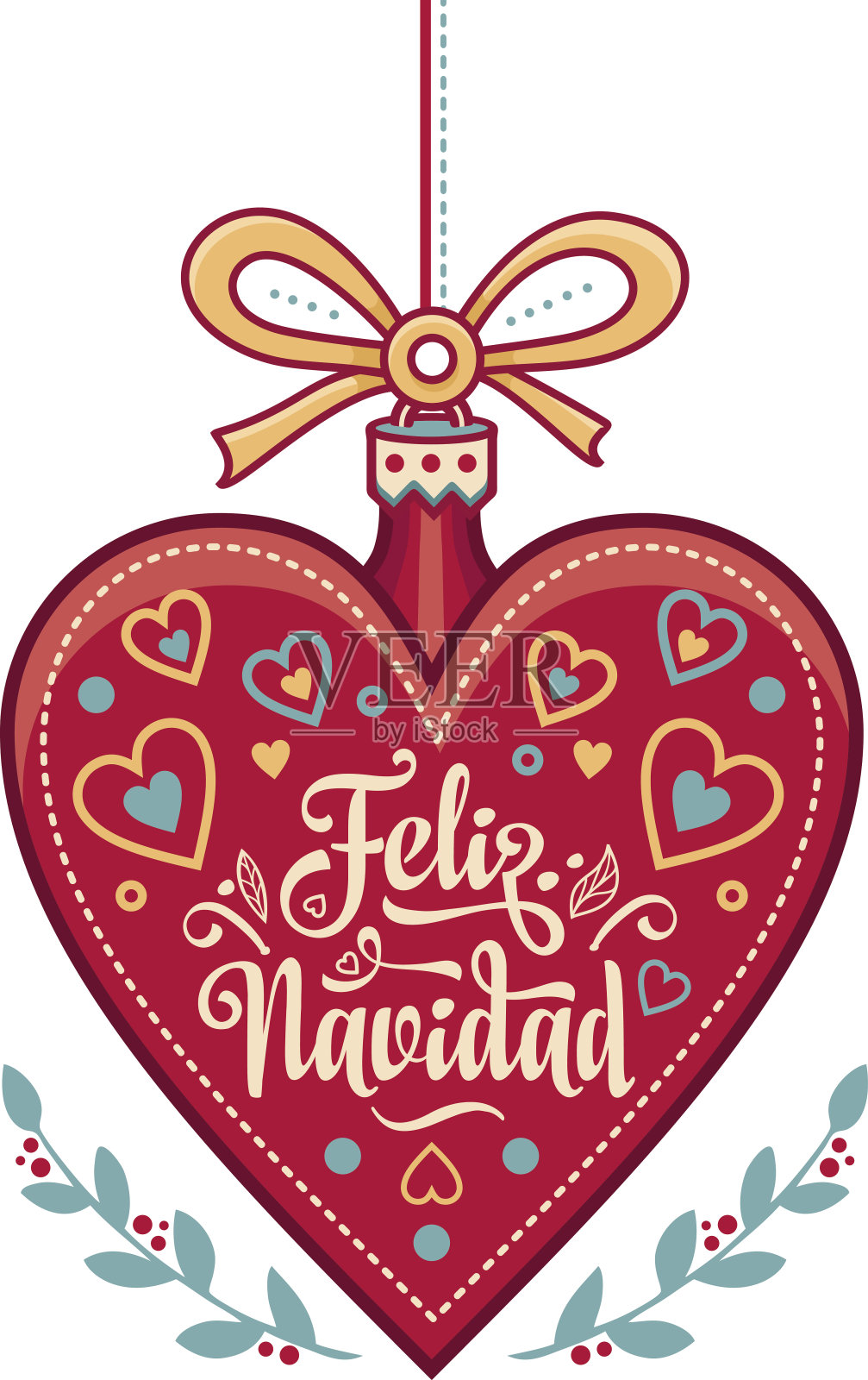 圣诞快乐。西班牙语圣诞贺卡。衷心祝福节日快乐插画图片素材