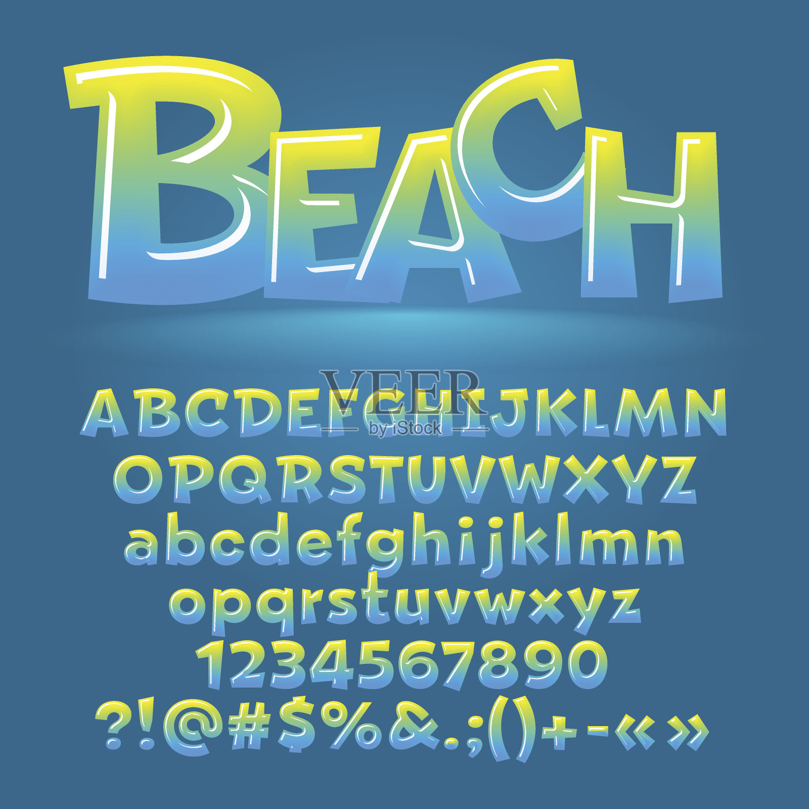 矢量沙滩光滑的字母，数字，符号设计元素图片