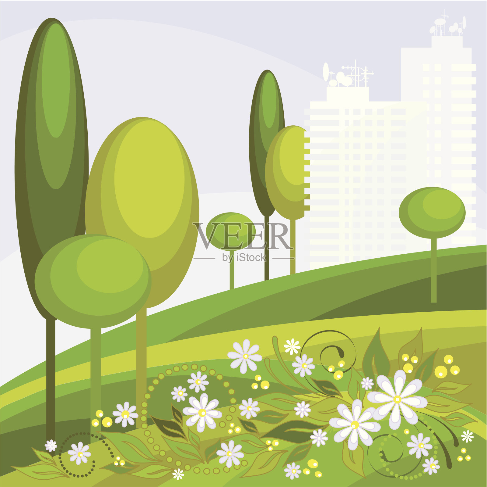 绿色城市插画图片素材