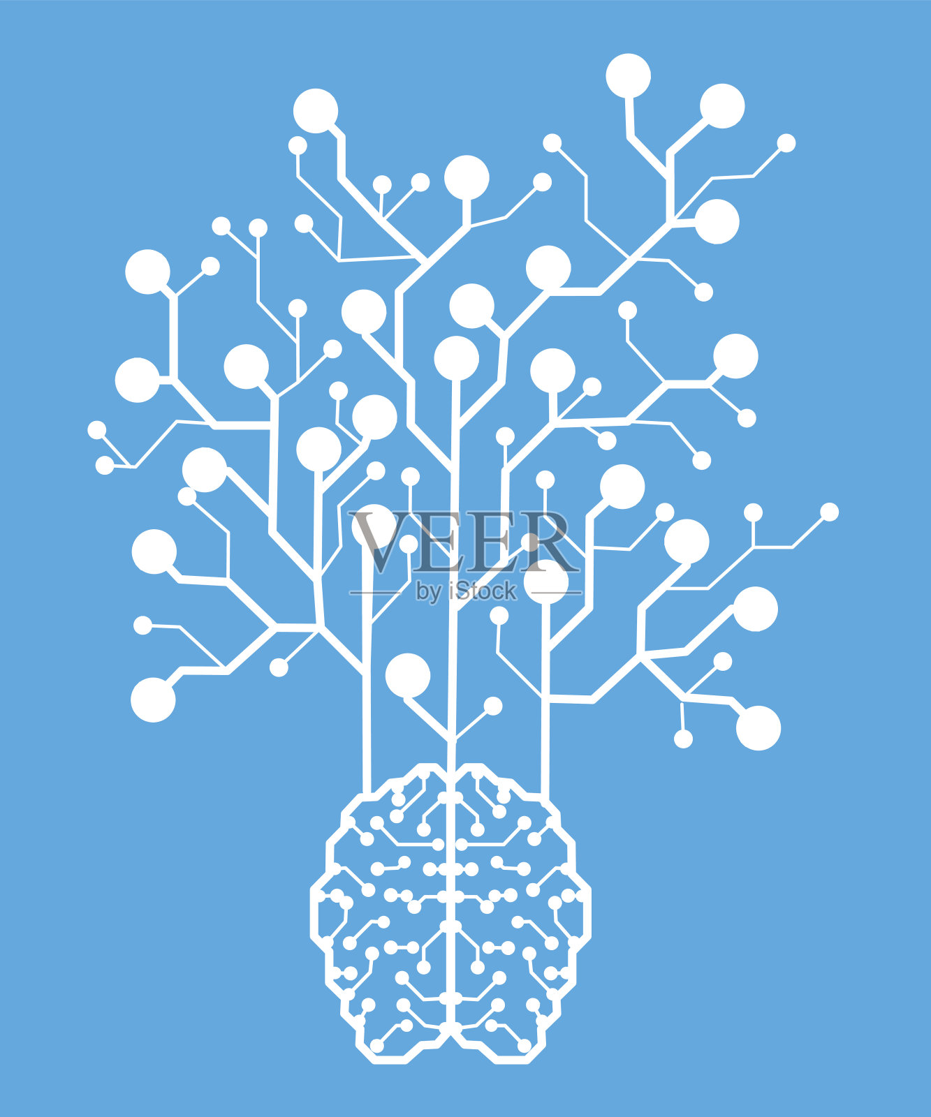 线路电子大脑。人工智能插画图片素材