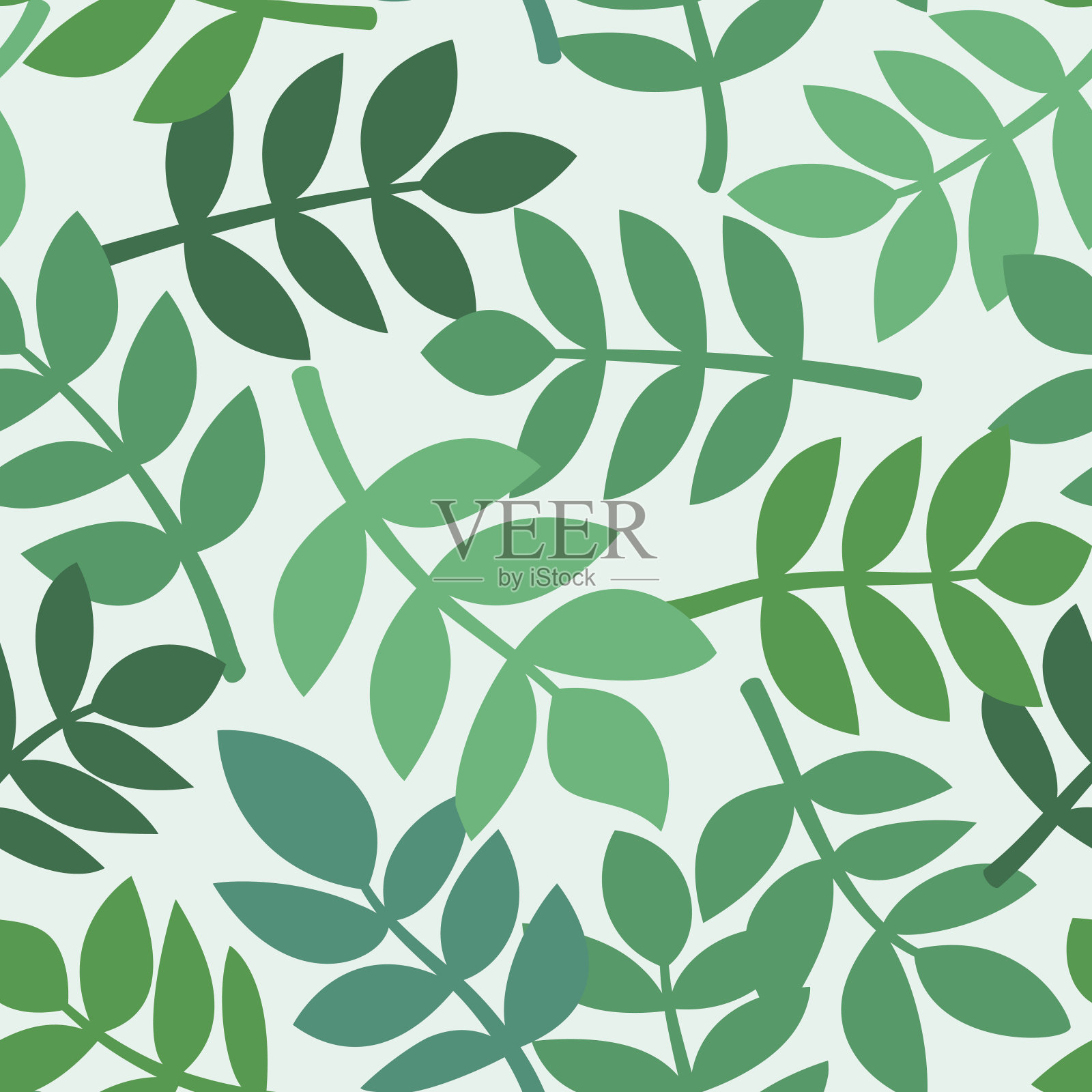 热带植物叶片，矢量无缝模式插画图片素材