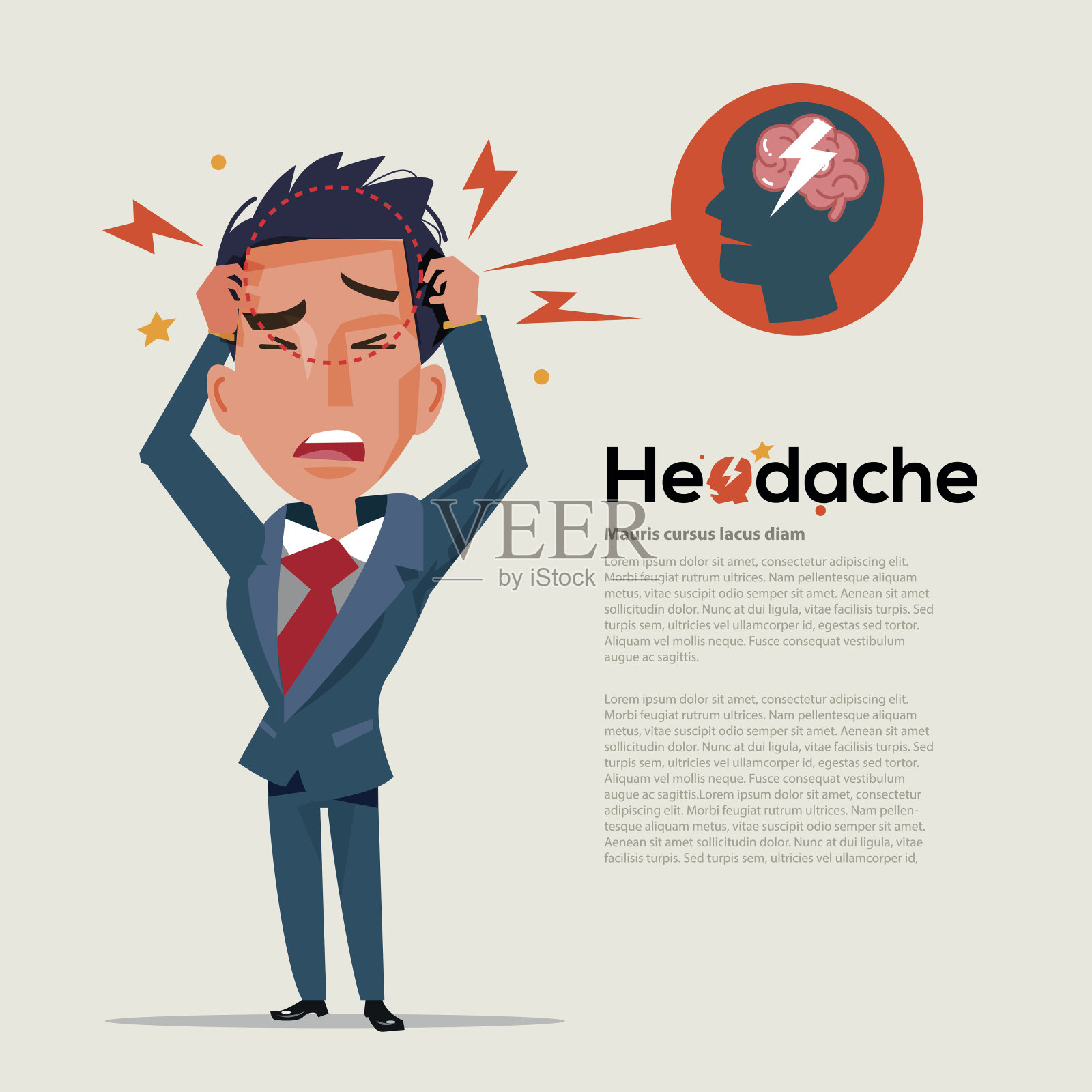 聪明人有头痛-保健和偏头痛的概念插画图片素材