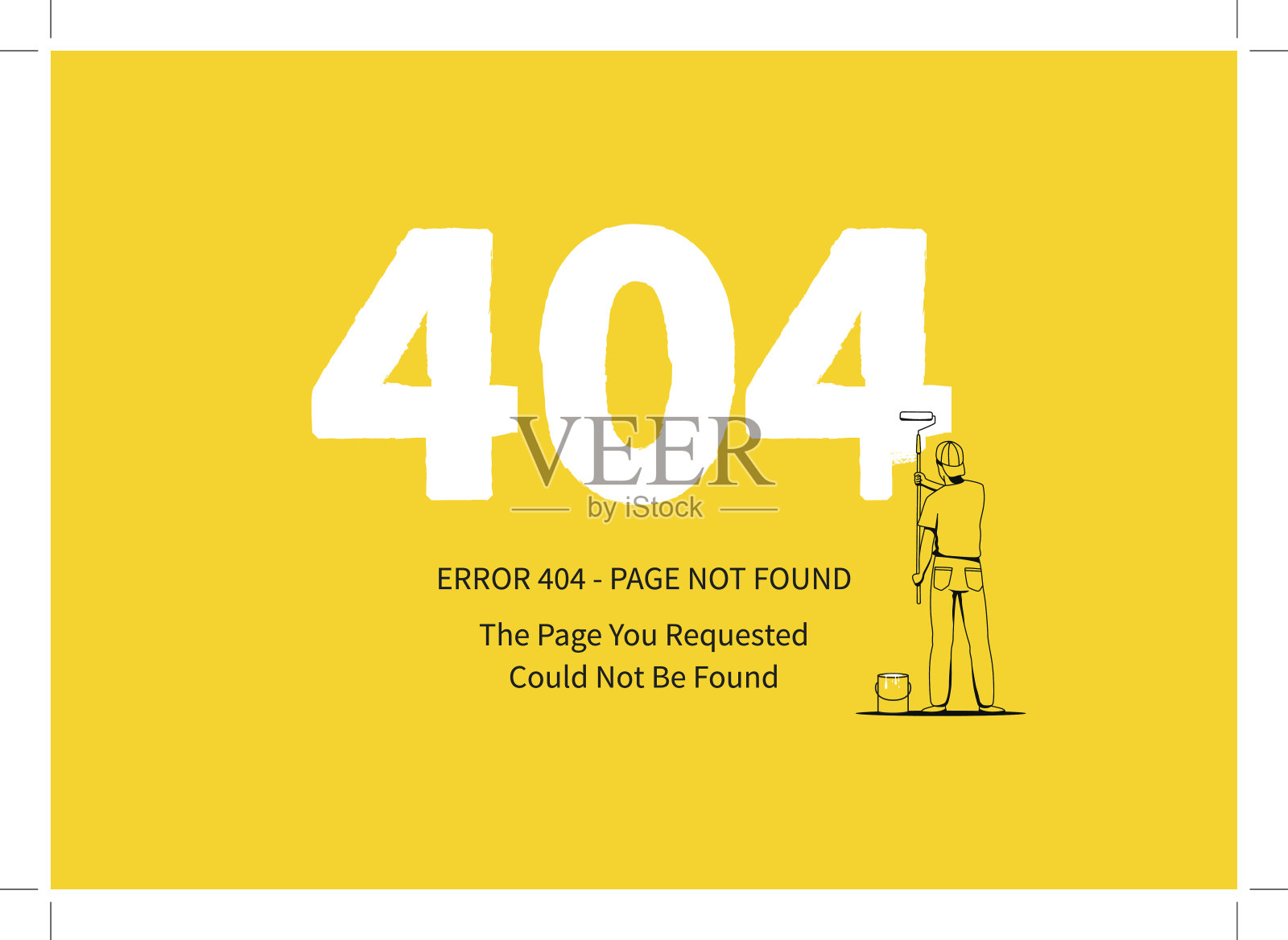 错误404页与画家矢量插图设计模板素材