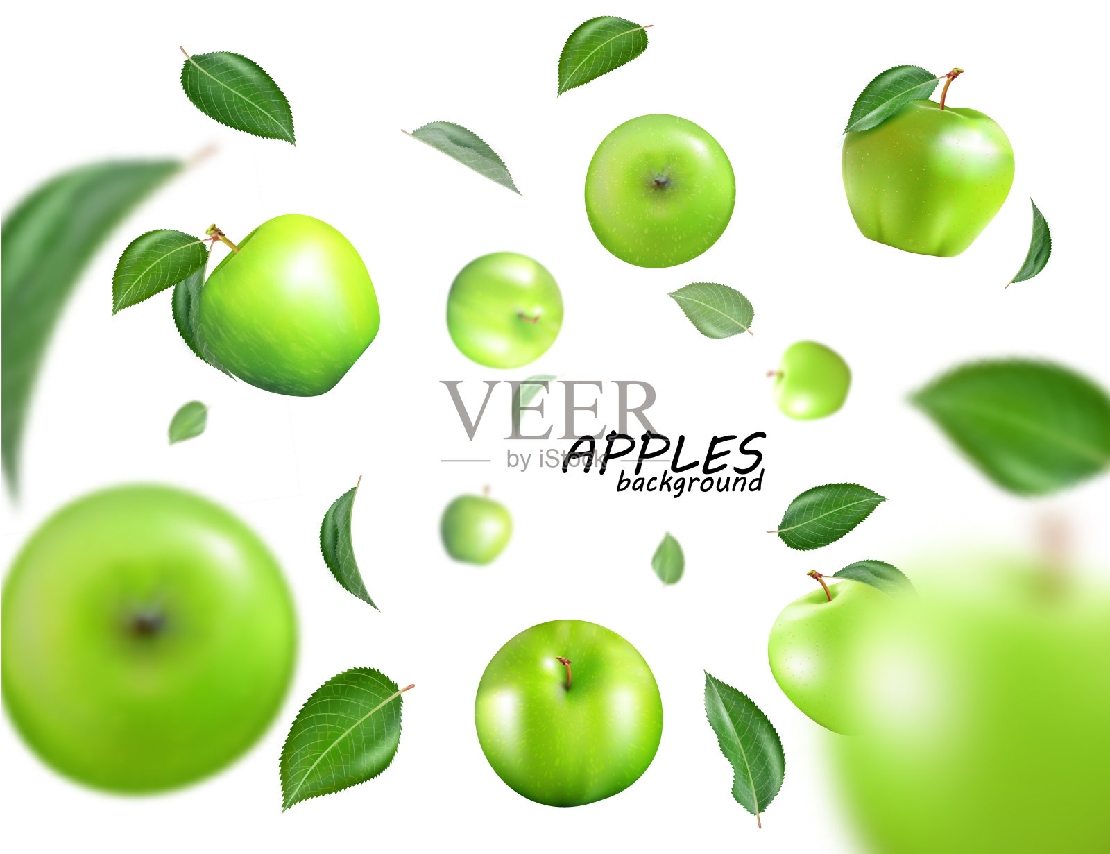 向量落青苹果孤立在白色背景。水果作为一个整体。现实的三维设计元素图片