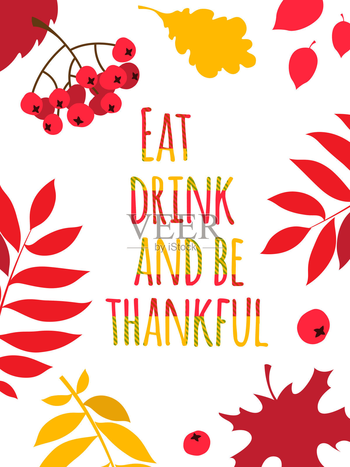 感恩节排版海报快乐。吃、喝、感恩设计模板素材