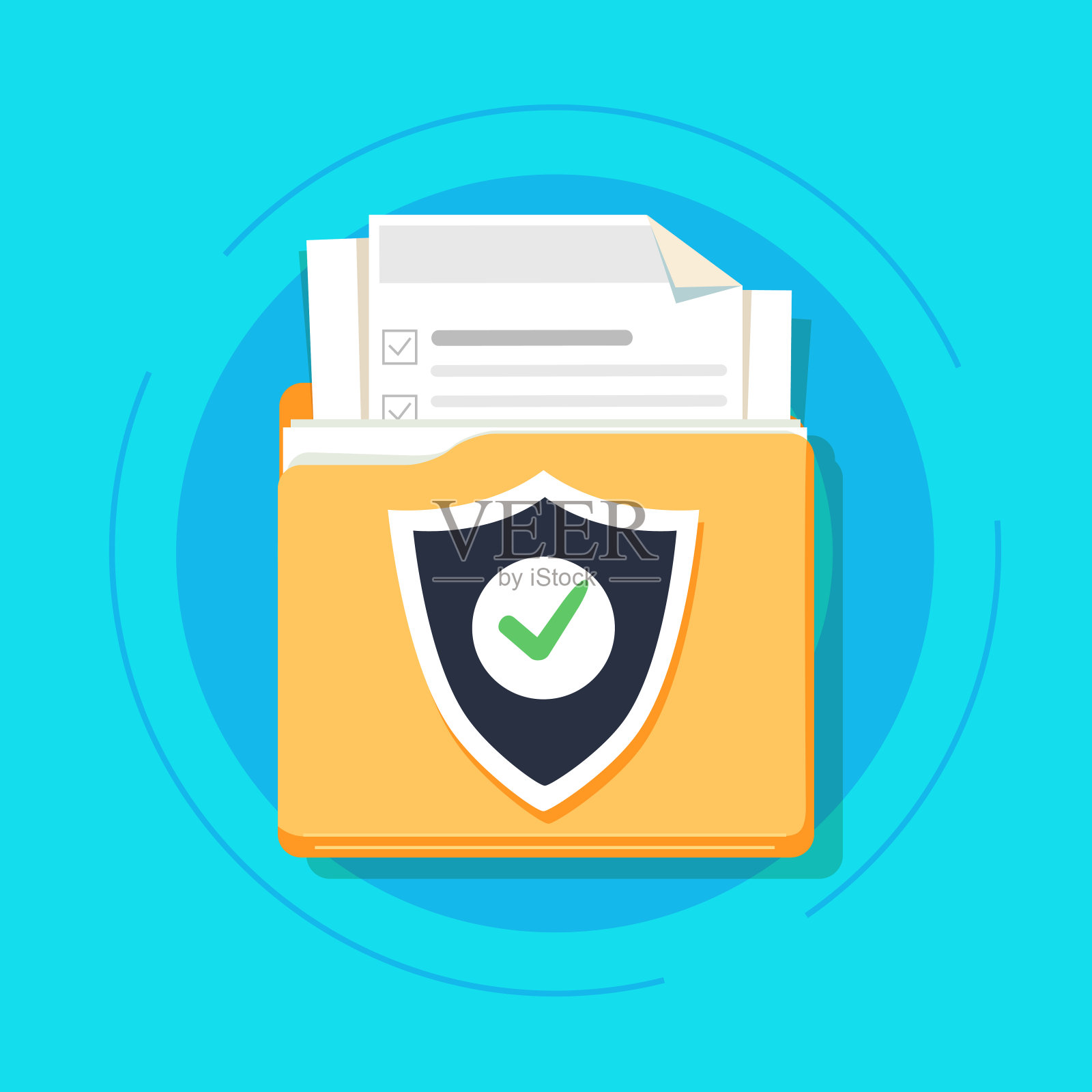 文件保护概念，机密信息和隐私概念，安全文件访问或文件插画图片素材