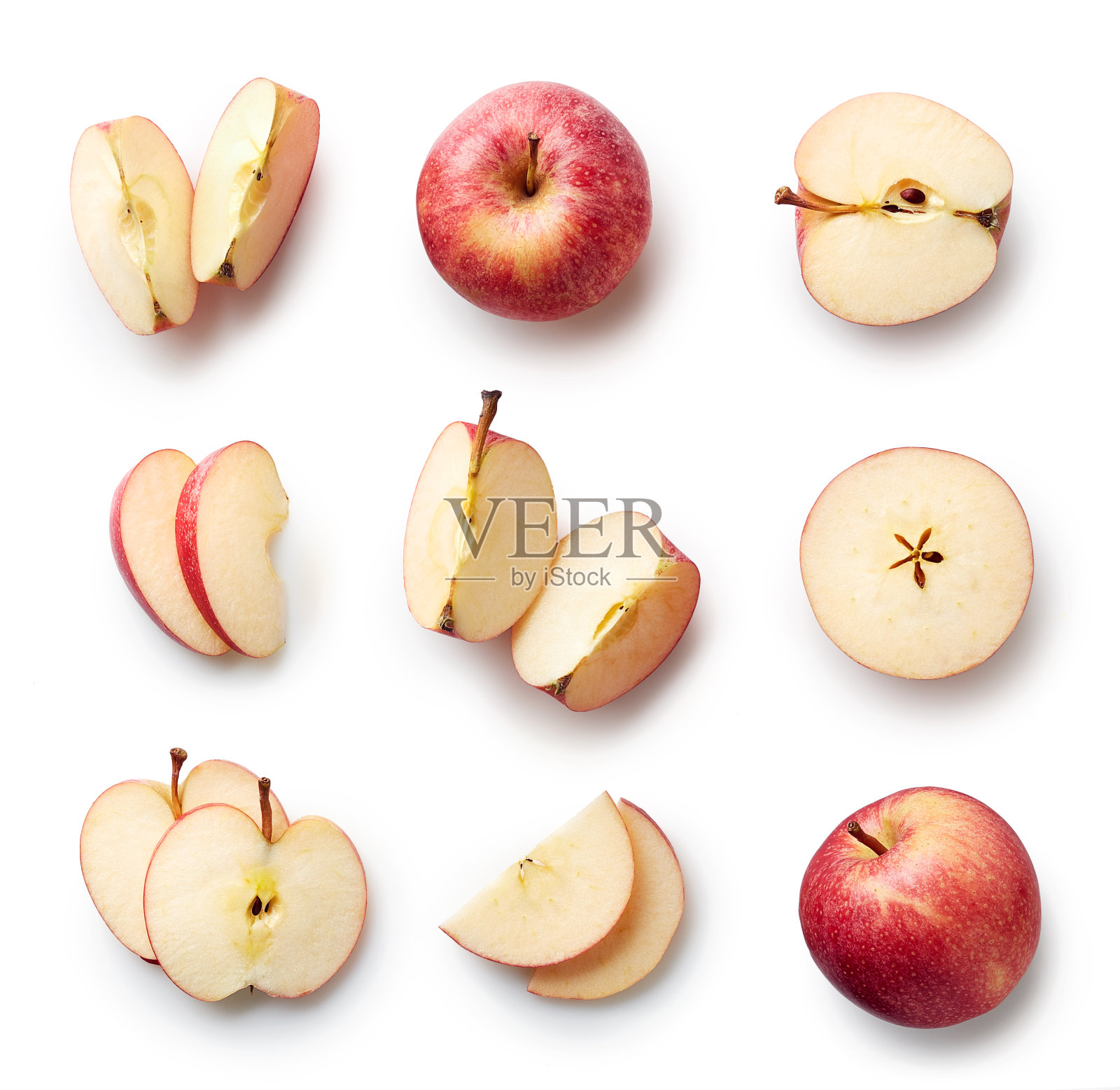 在白色背景上分离的新鲜苹果照片摄影图片