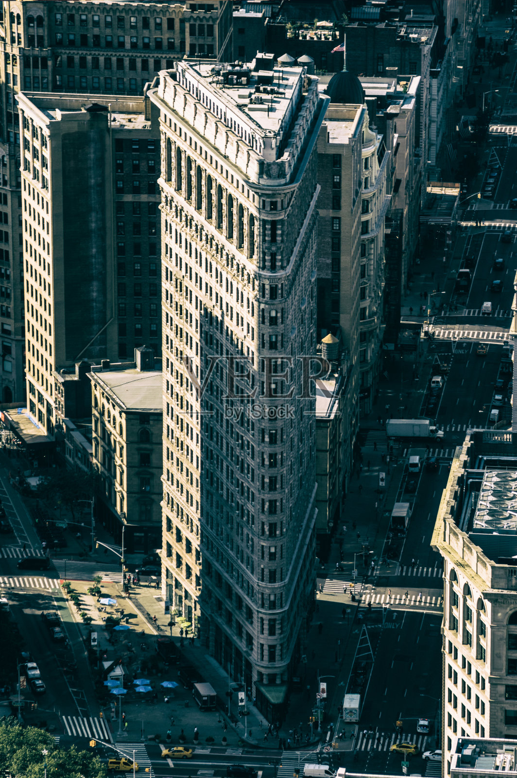 鸟瞰图熨斗大厦市中心区纽约曼哈顿照片摄影图片