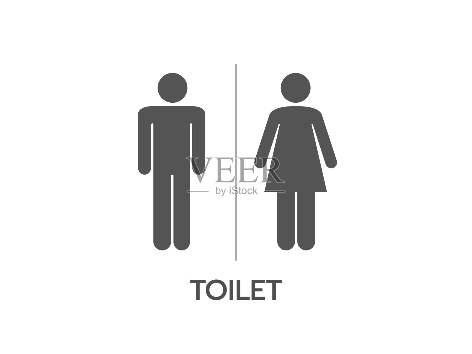 孤立的灰色剪影男人和女人图标集矢量设计与文本厕所设计元素图片