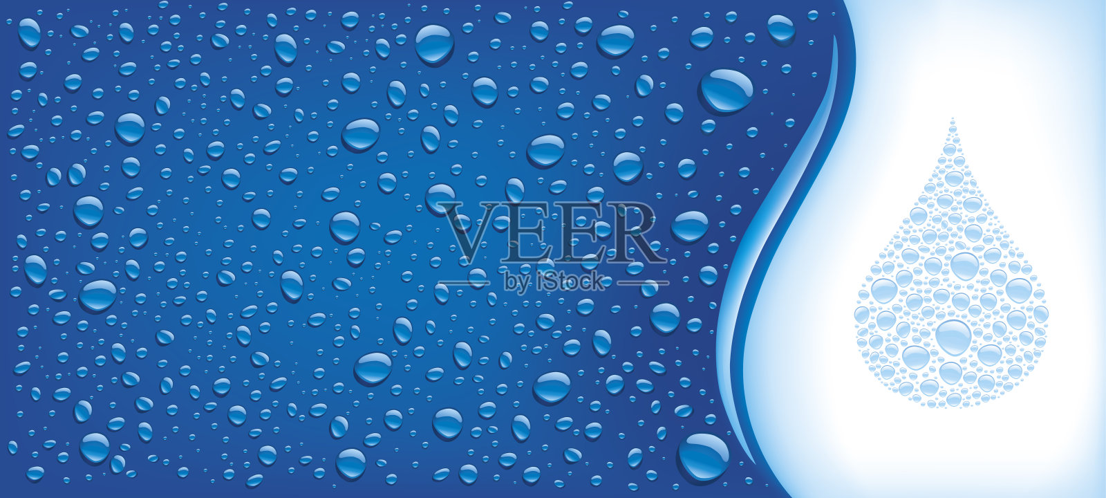 许多水滴在蓝色的背景插画图片素材