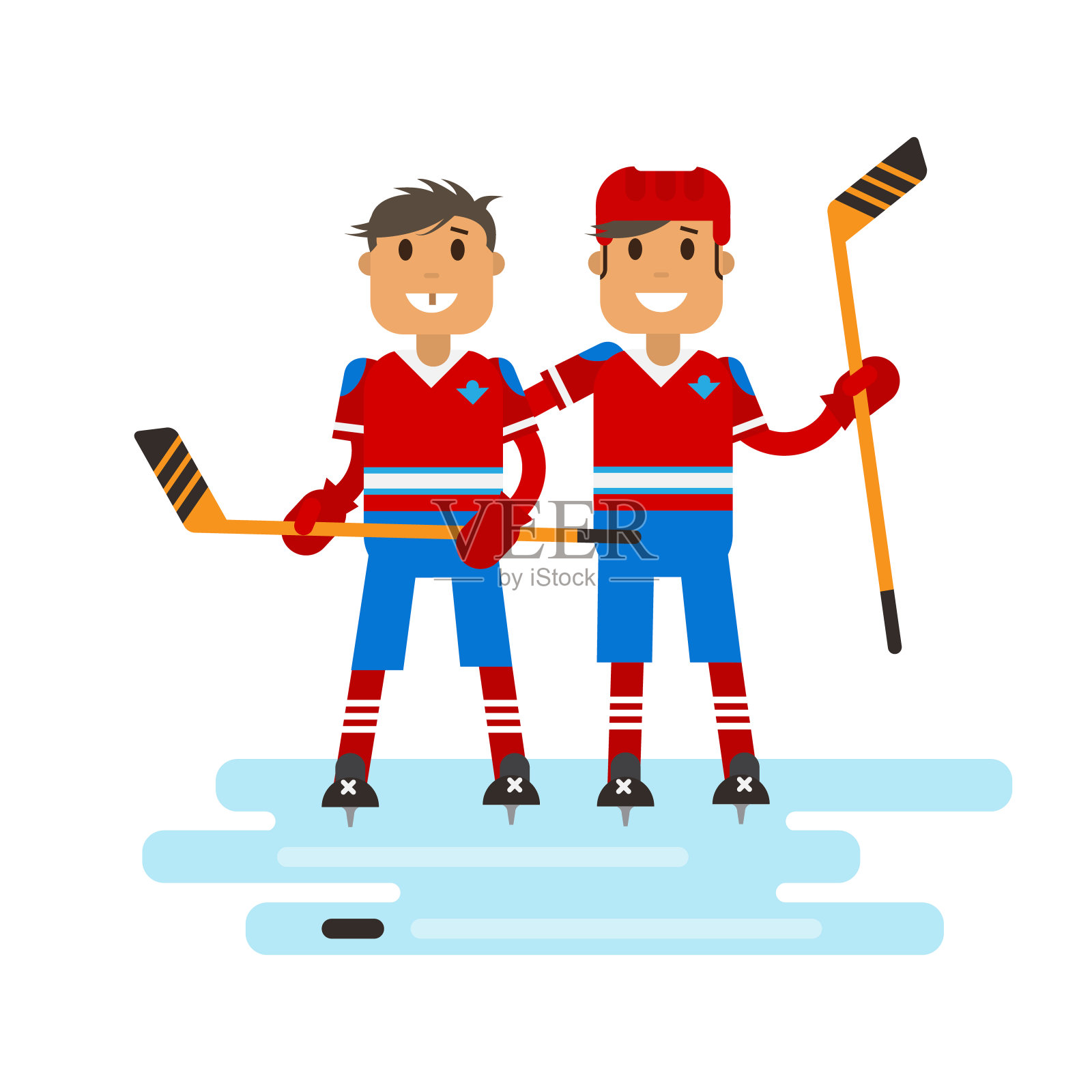 矢量插图的两个冰球运动员插画图片素材