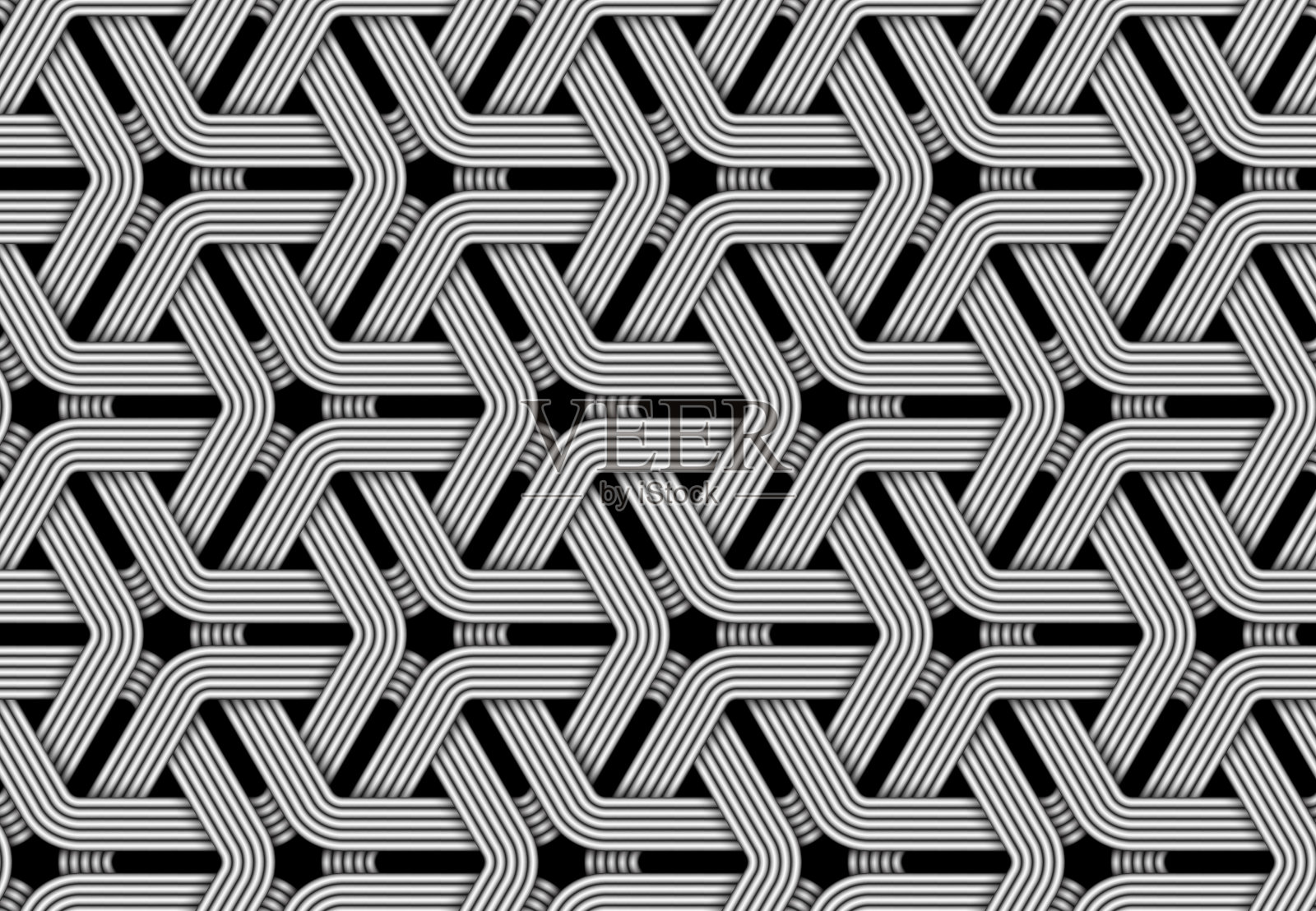 编织纤维的矢量六边形无缝图案。插画图片素材